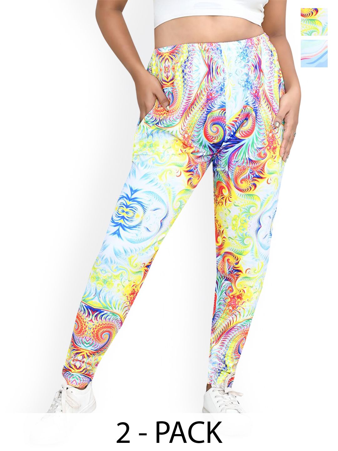 RAPL Women Pack Of 2 Printed Mid-Rise Regular Trousers-picture-13
