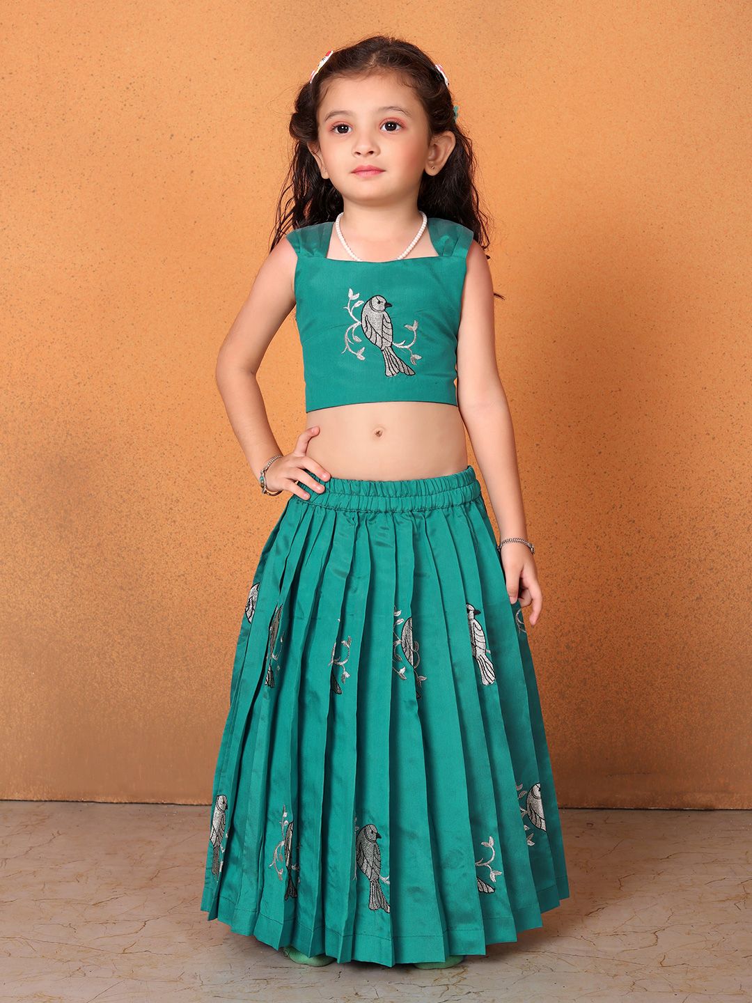 FELIZ THE DESIGNER STUDIO Girls Embroidered Cotton Ready to Wear Lehenga With Blouse-picture-17