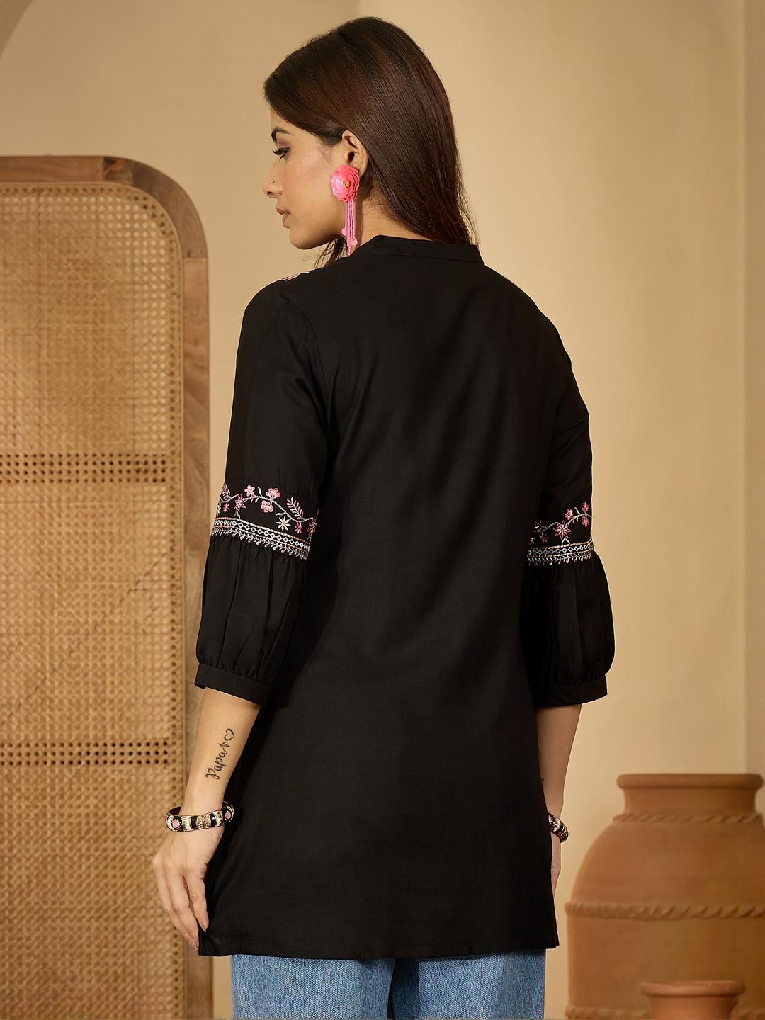Sangria Women Viscose Rayon Embroidered Straight Kurtis-picture-32