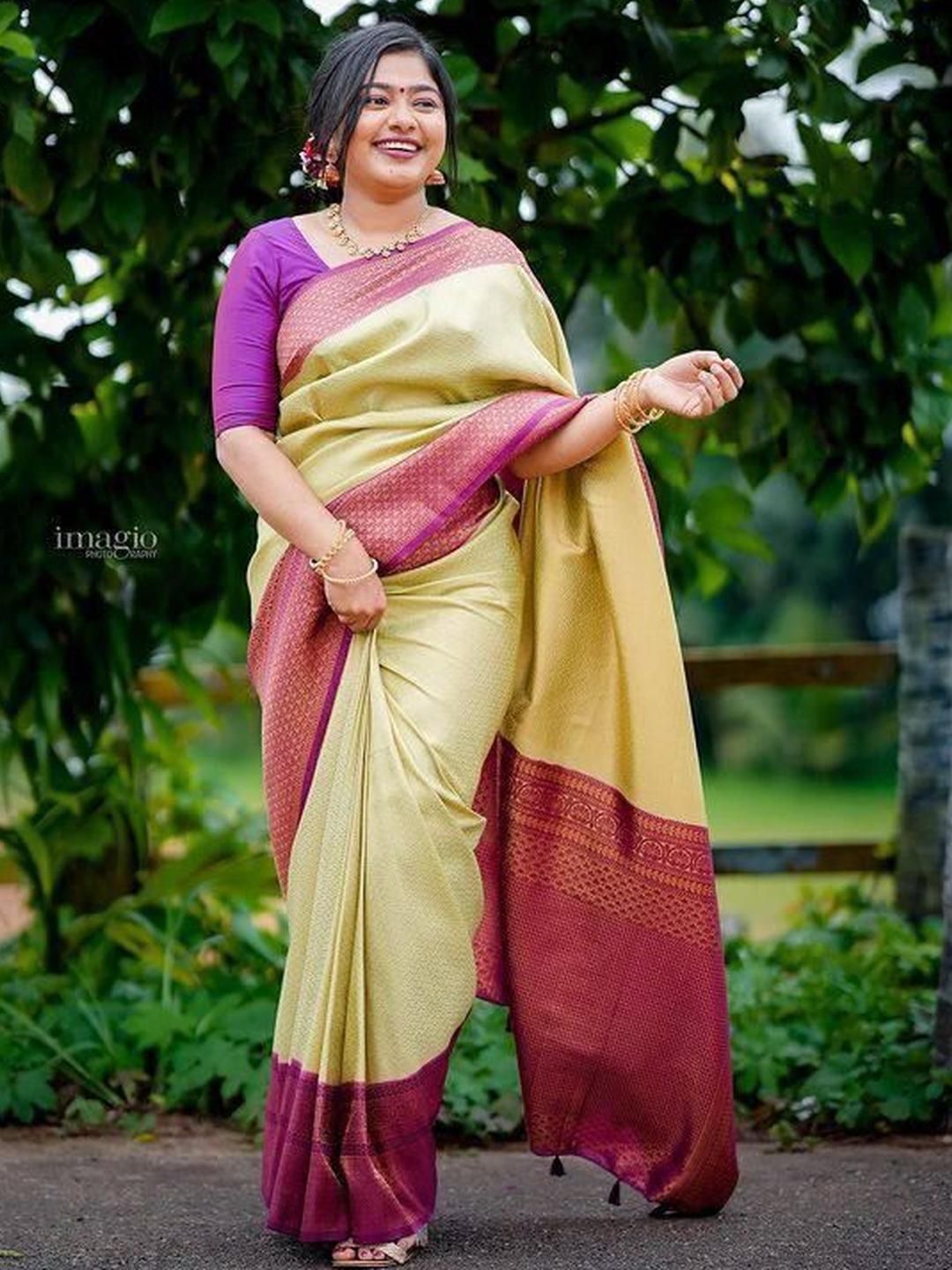 Zenophily Multicolor Women Woven Kanjivaram Pure Silk Art Silk Saree-picture-31