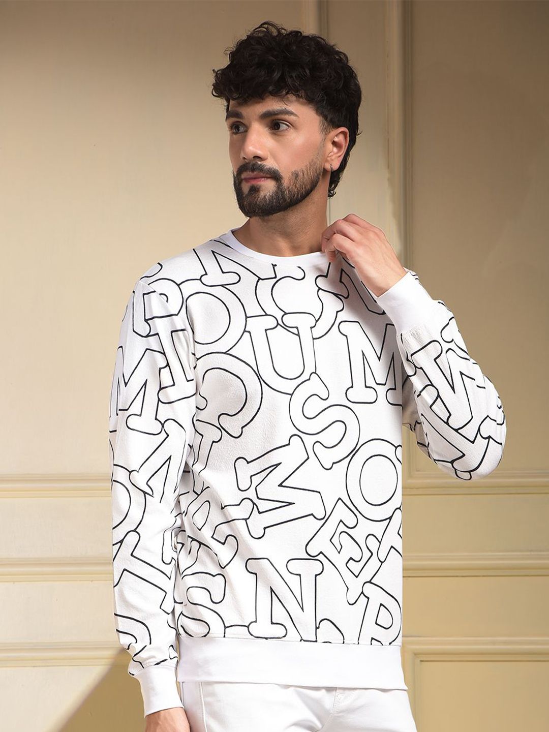 Crimsoune Club Men Typography Printed Round Neck Pullover Sweatshirt-picture-34