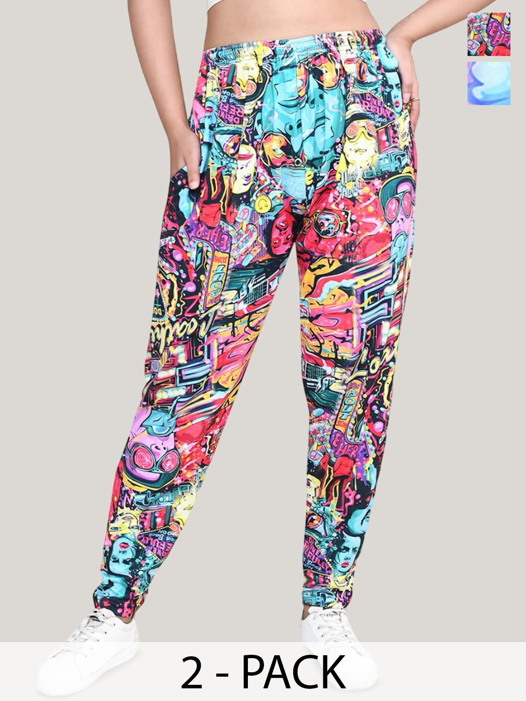 RAPL Women Pack Of 2 Printed Regular Fit Mid-Rise Regular Trousers-picture-48