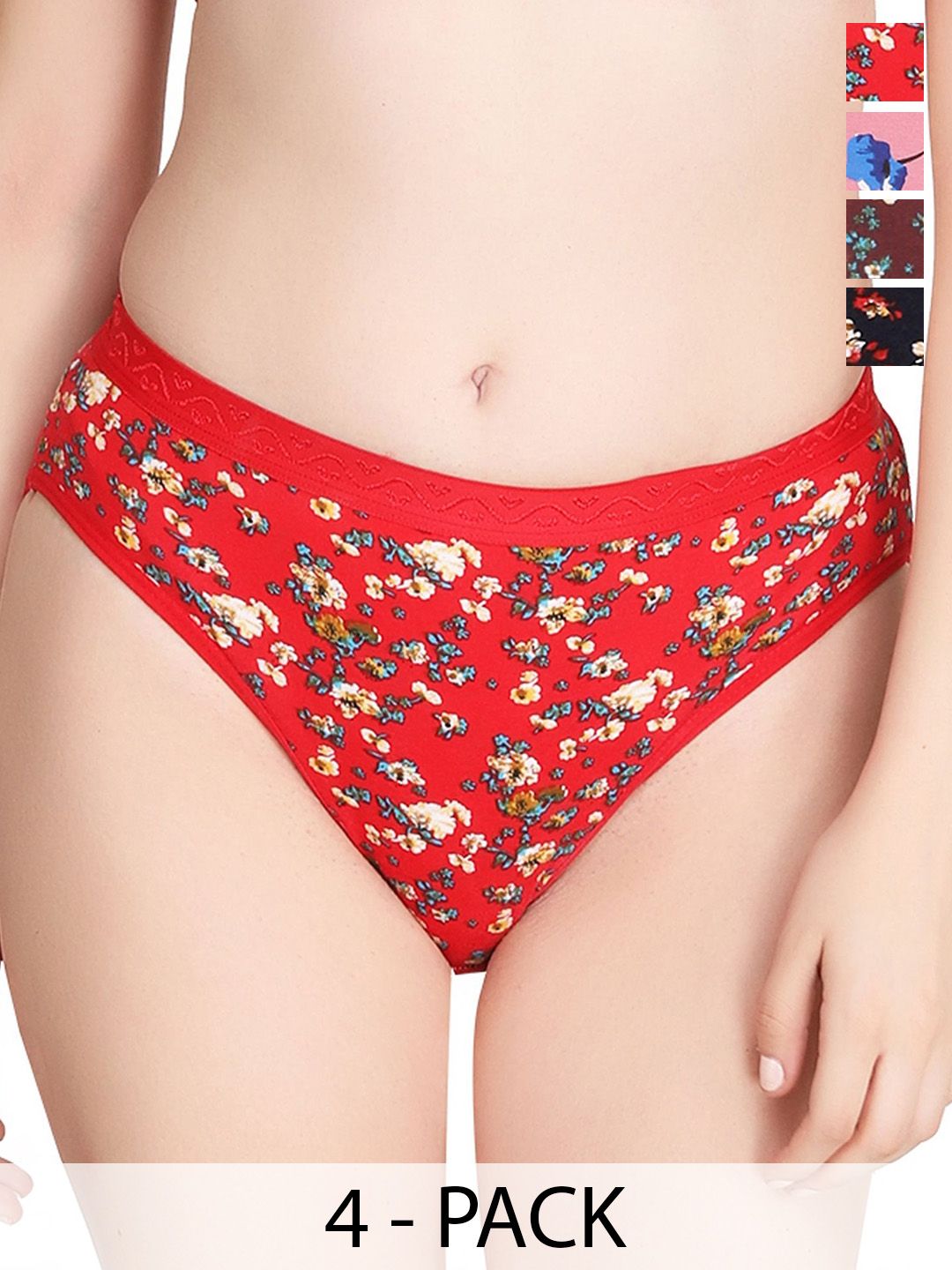 Liigne Women Pack Of 4 Printed Pure Cotton Basic Briefs VCPPC4656-XS-picture-1