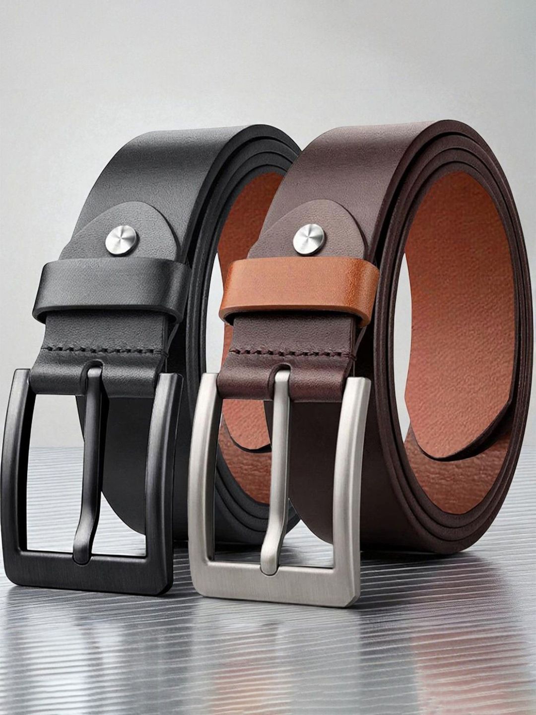 Roadster Men Set of 2 Leather Formal Belts-image-20