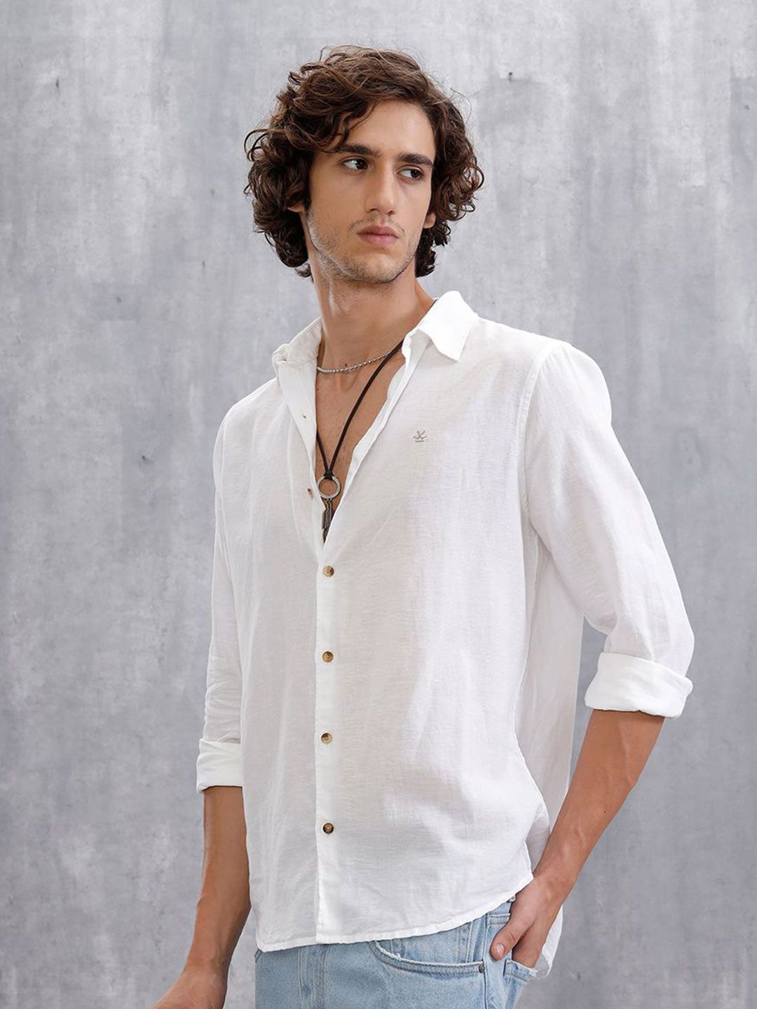 WROGN Men Comfort Fit Solid Spread Collar Casual Shirt-picture-23