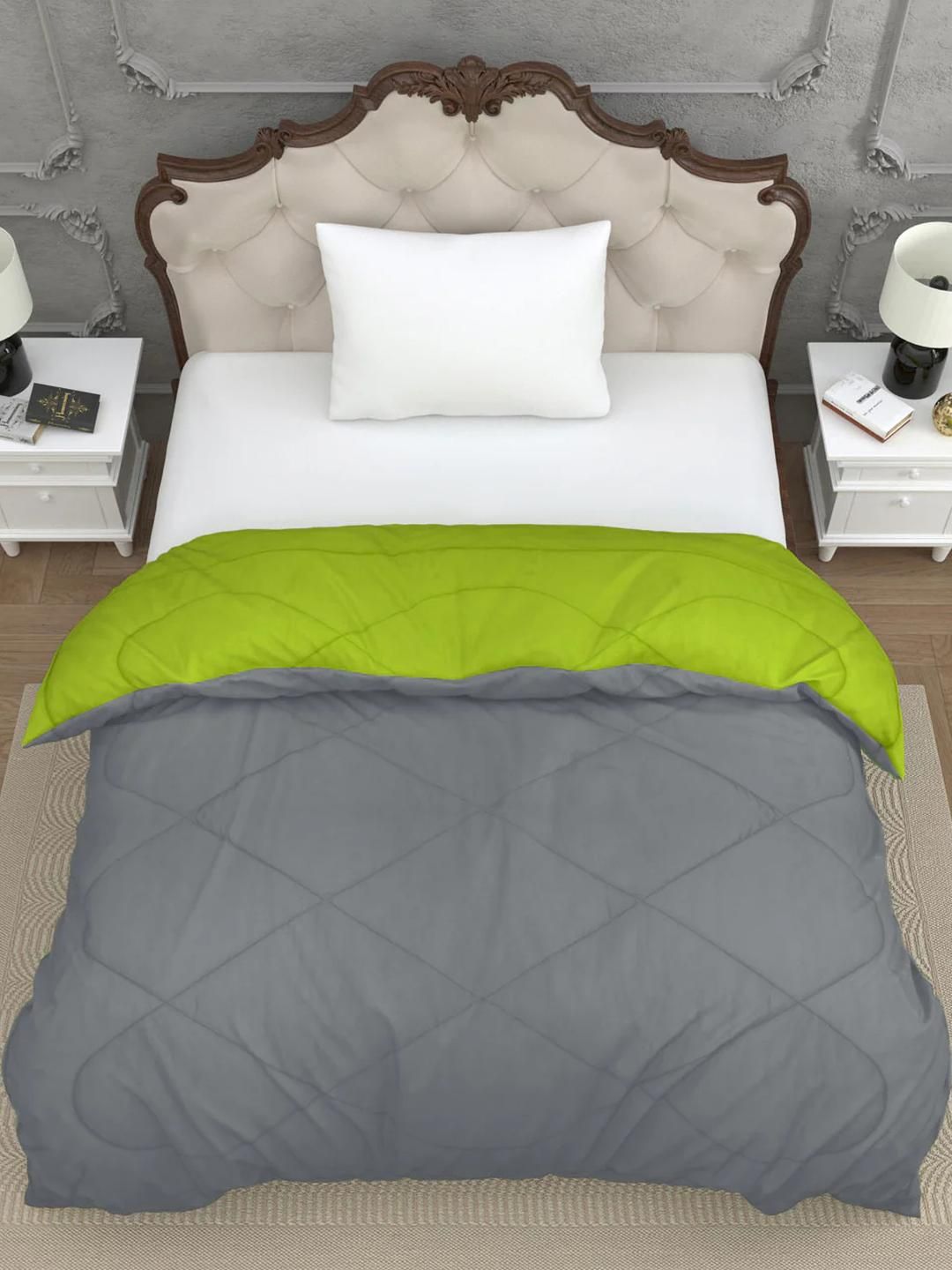 Myntra Elegant Homes Grey Microfiber Mild Winter 210 GSM Single Bed Comforter-image-7
