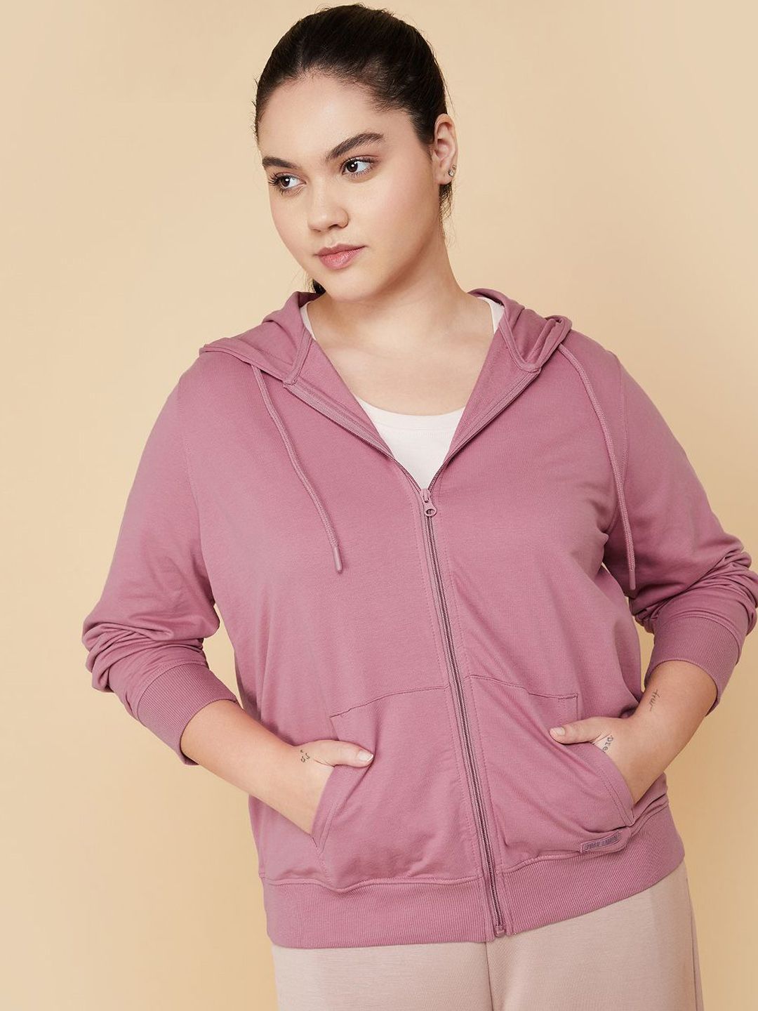 max Women Hooded Solid Casual Bomber Jacket