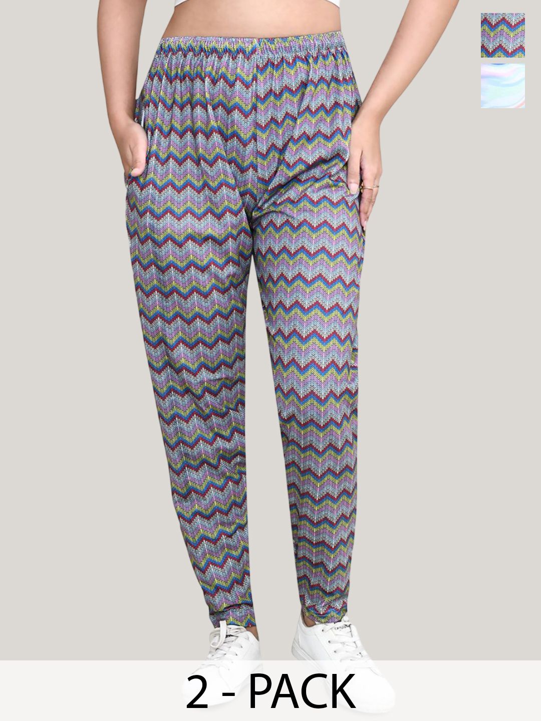 RAPL Women Pack Of 2 Abstract Printed Regular Fit High-Rise Trousers-picture-38