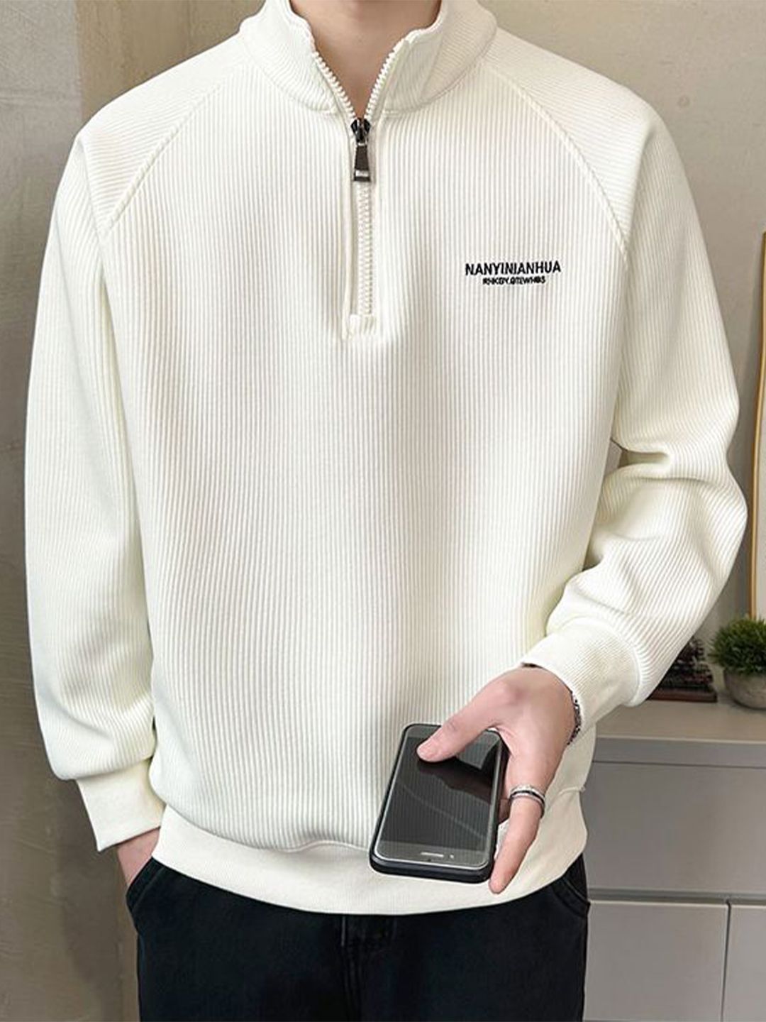StyleCast x Revolte Men Self Design Half Zipper Pullover Sweatshirt-picture-14