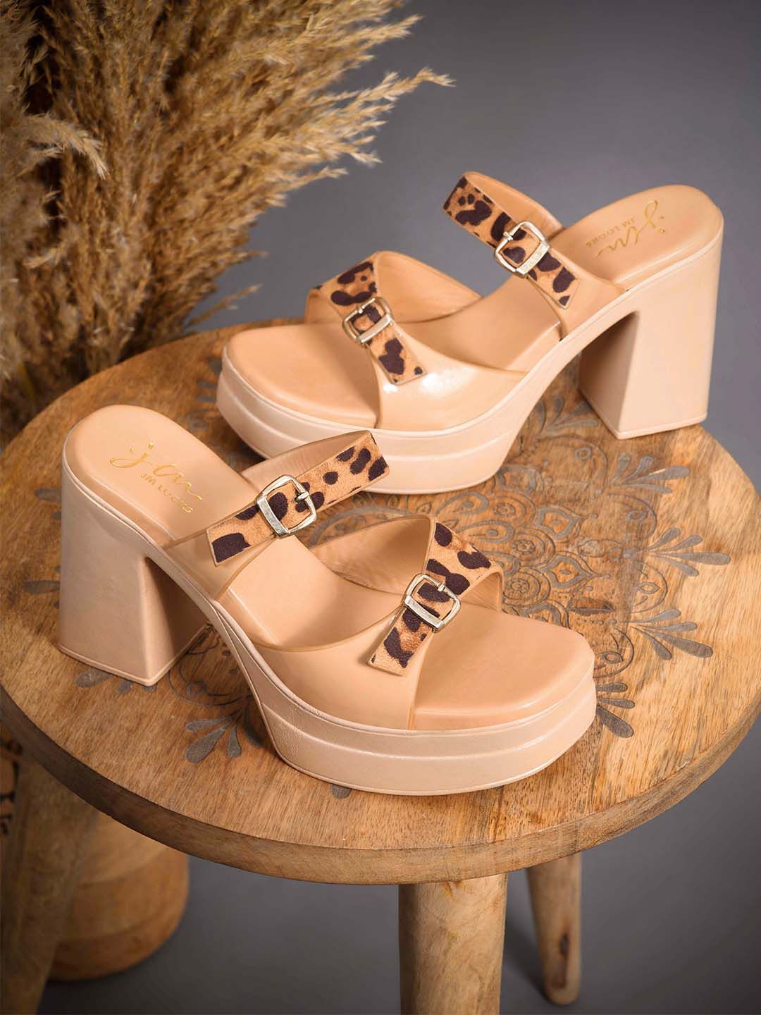 JM Looks Party Block Sandals with Buckles-picture-25