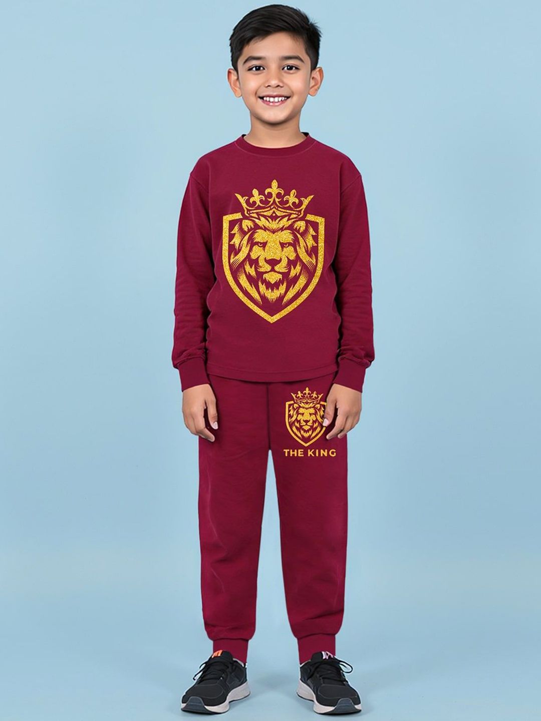 YK X Trampoline Unisex Kids Graphic Printed Round Neck T-shirt With Track Pant-picture-33