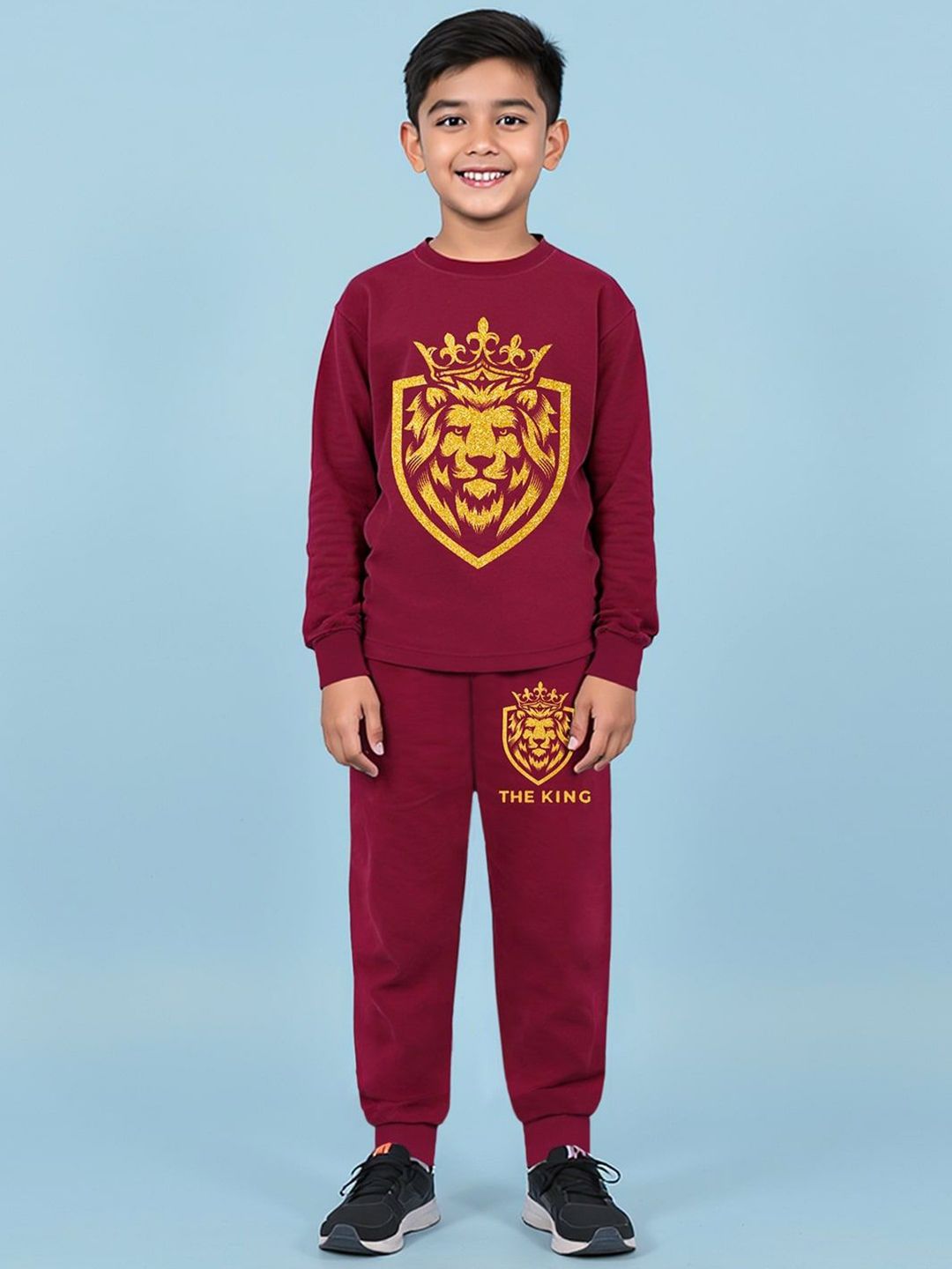 YK X Trampoline Unisex Kids Graphic Printed Round Neck T-shirt With Track Pant-picture-32