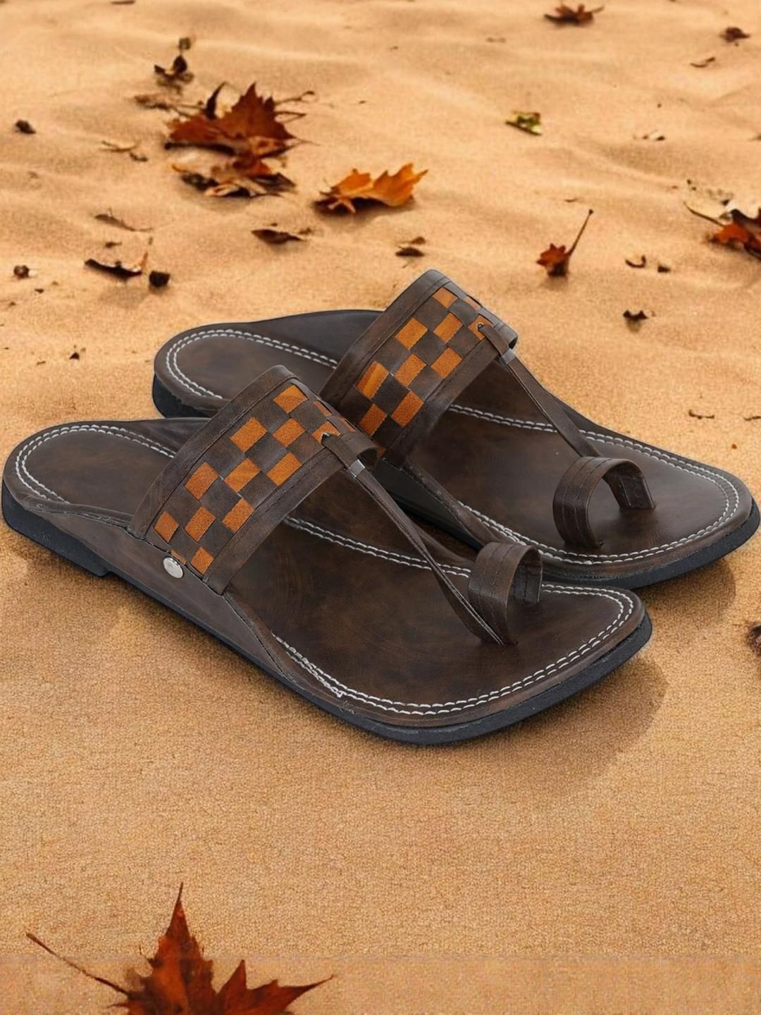 DFR Men Brown Synthetic Comfort Sandals-image-44