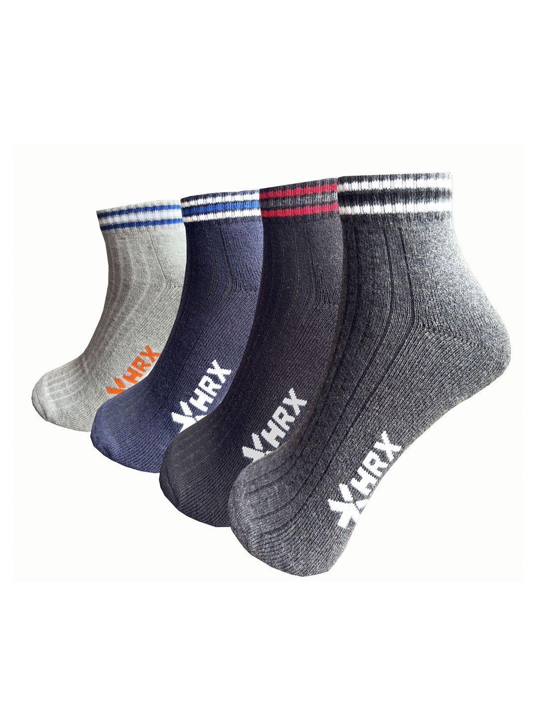 HRX by Hrithik Roshan Pack Of 4 Assorted Ankle Length Socks-picture-30