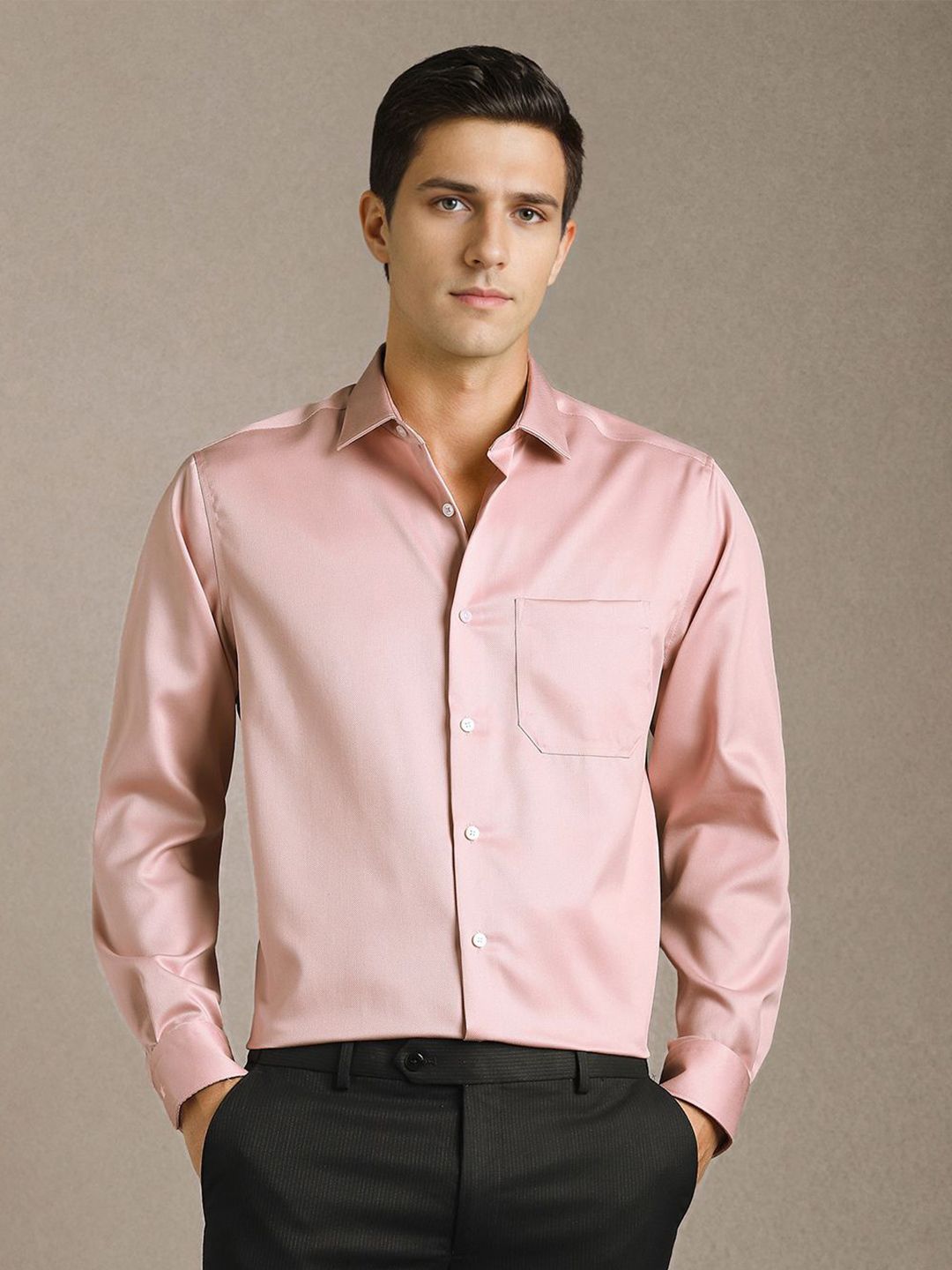 Louis Philippe Men Solid Spread Collar Pure Cotton Formal Shirt-picture-41