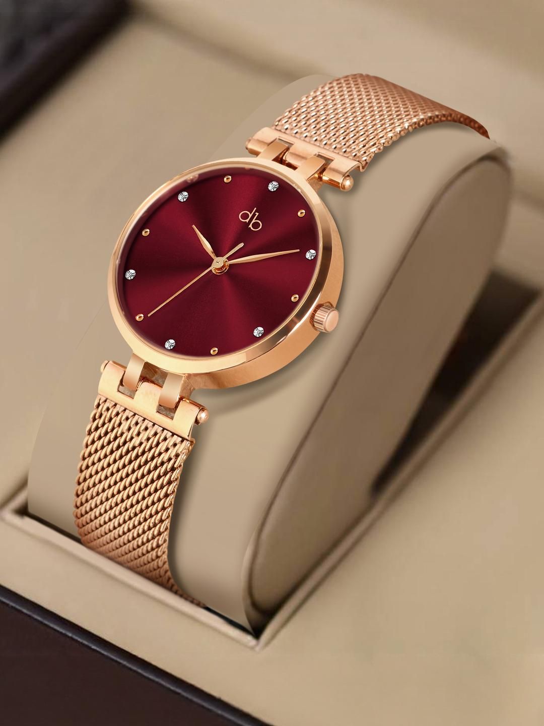 DressBerry Women Brass Embellished Dial & Stainless Steel Straps Analogue Watch-picture-36