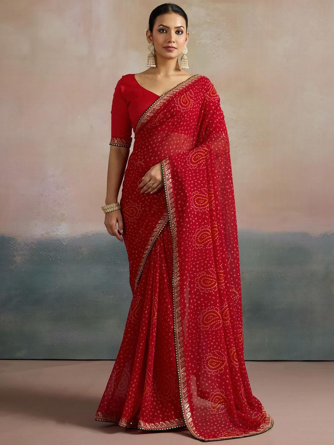 Mitera Bandhani Sequinned Pure Georgette Designer Bandhani Saree-picture-14