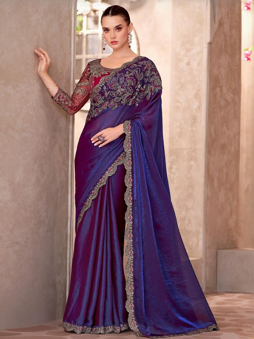 all about you Ethnic Motifs Sequinned Pure Georgette Saree-picture-47