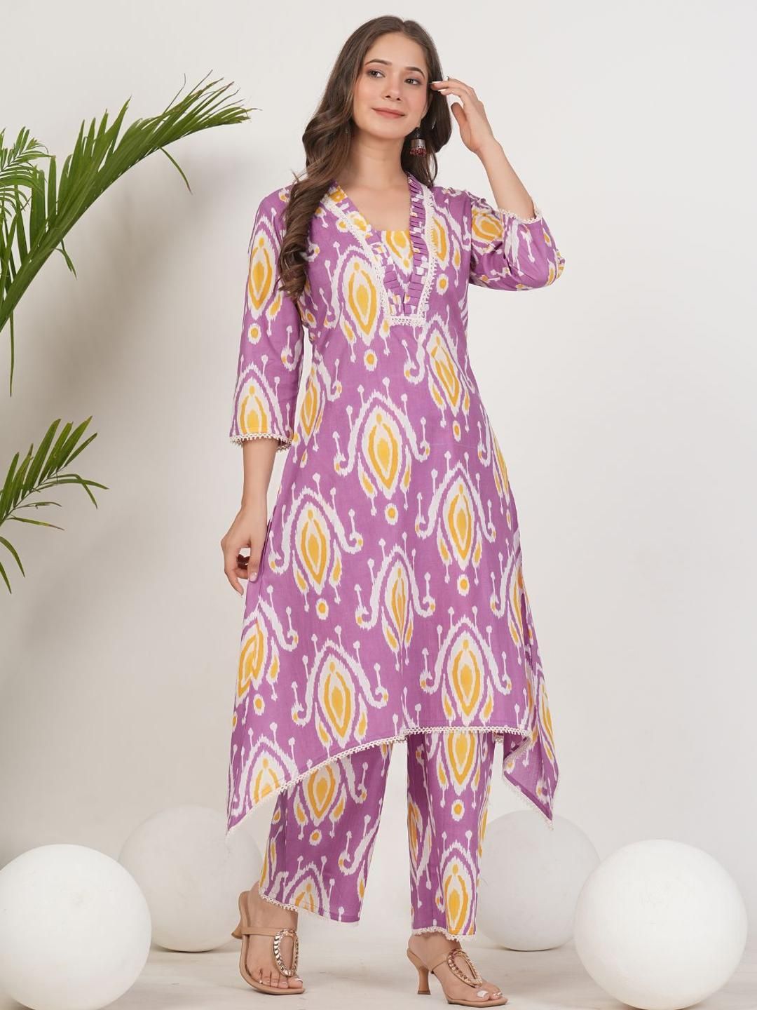 Amayra Women Purple Pure Cotton Kurta Sets