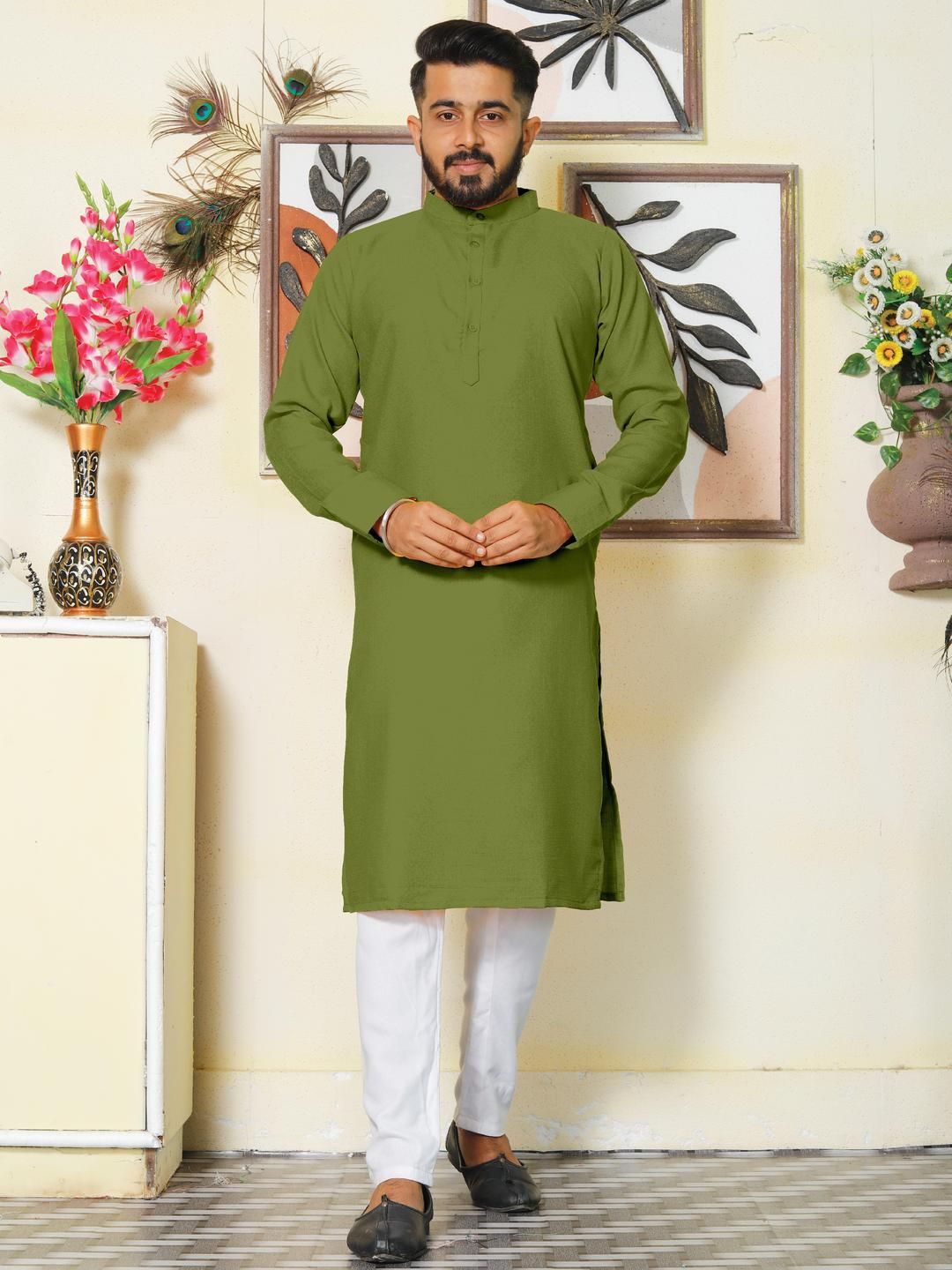 Archittam Men Green Cotton Wool Kurtas-picture-37