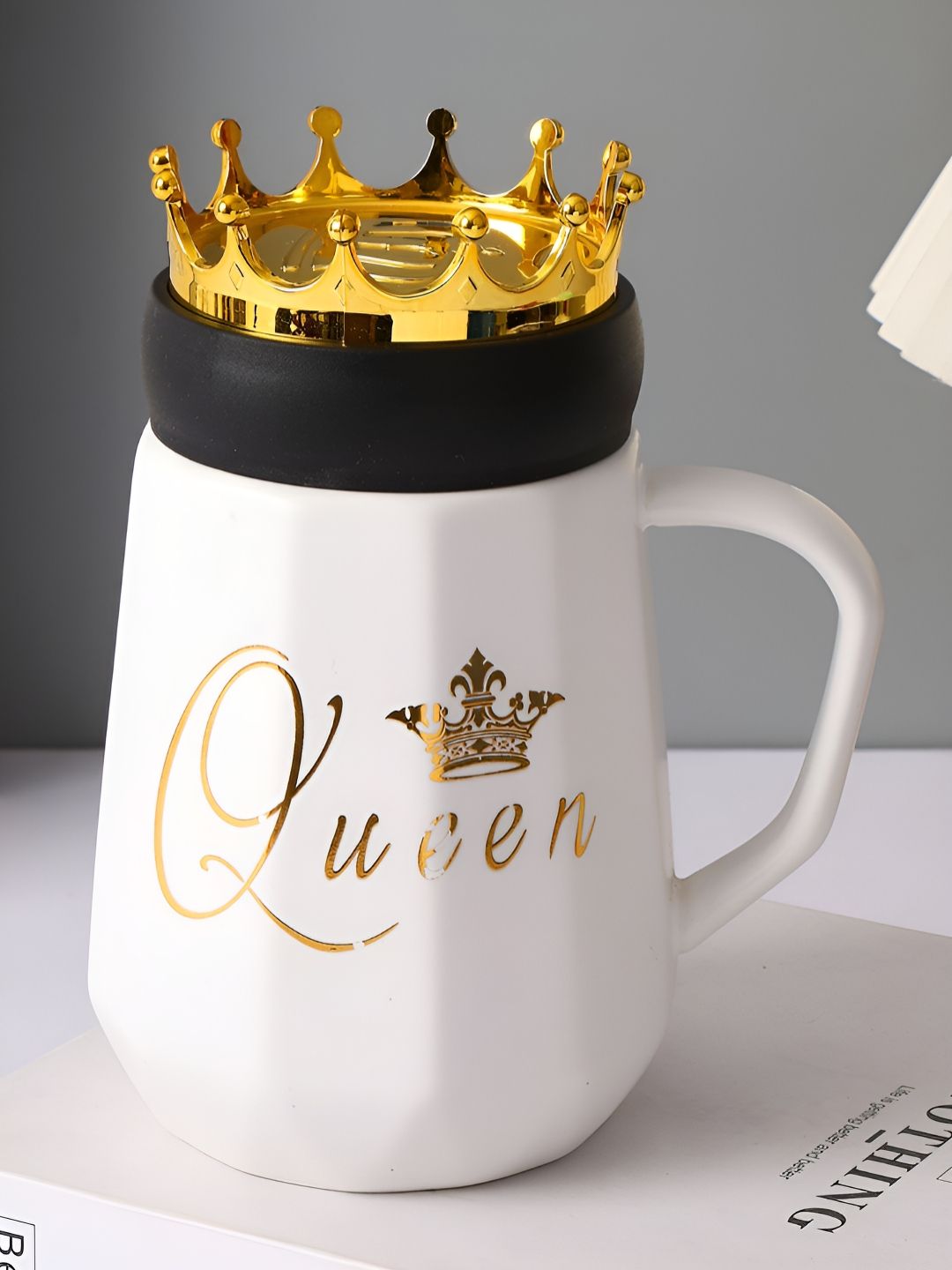 TIED RIBBONS White & Gold-Toned Typography Printed Ceramic Glossy Mug