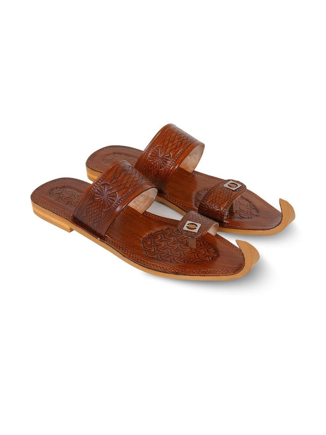 DFR Men Brown Synthetic Leather Comfort Sandals-image-2