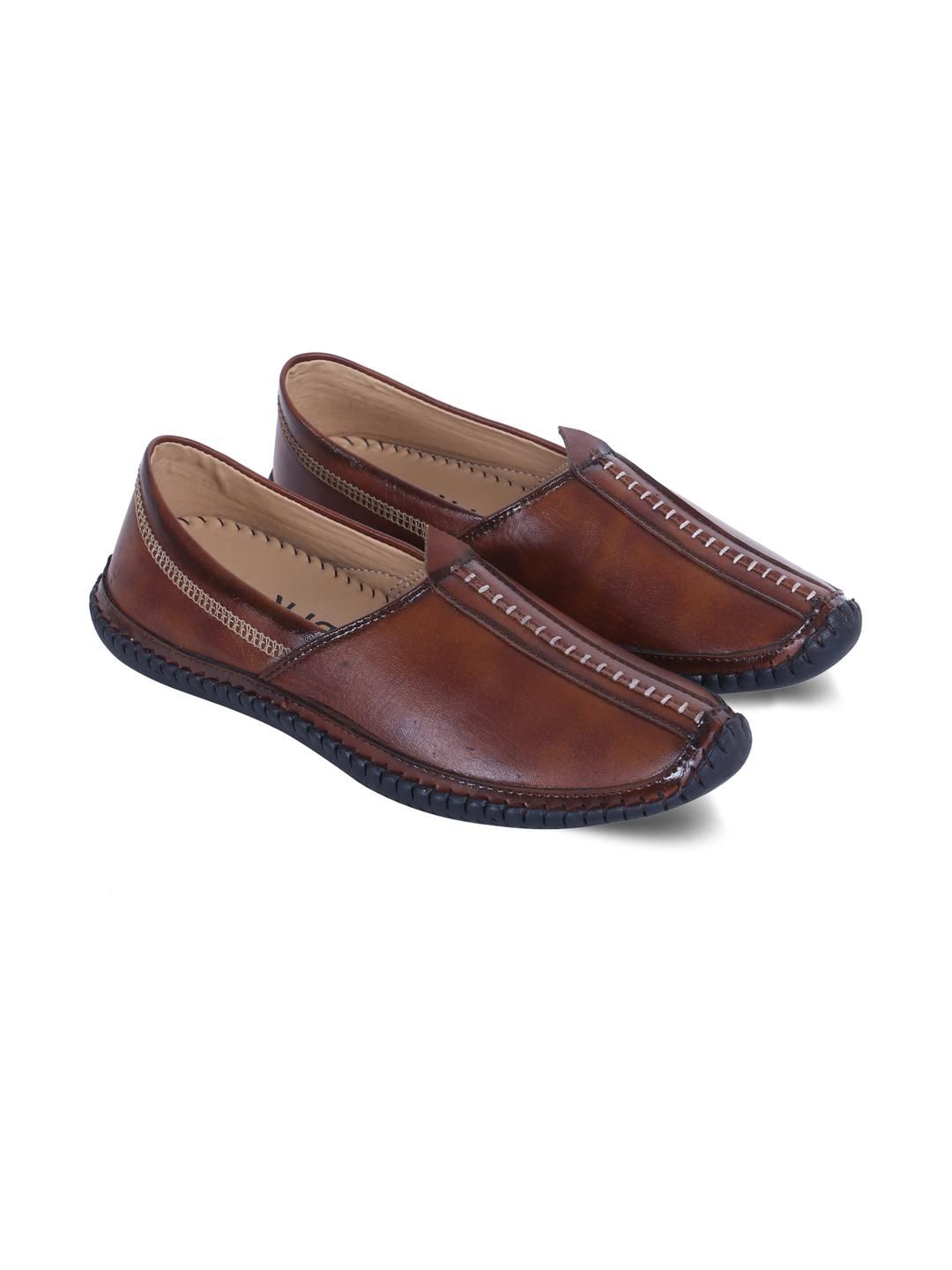 DFR Men Tan Synthetic Leather Loafers-picture-15