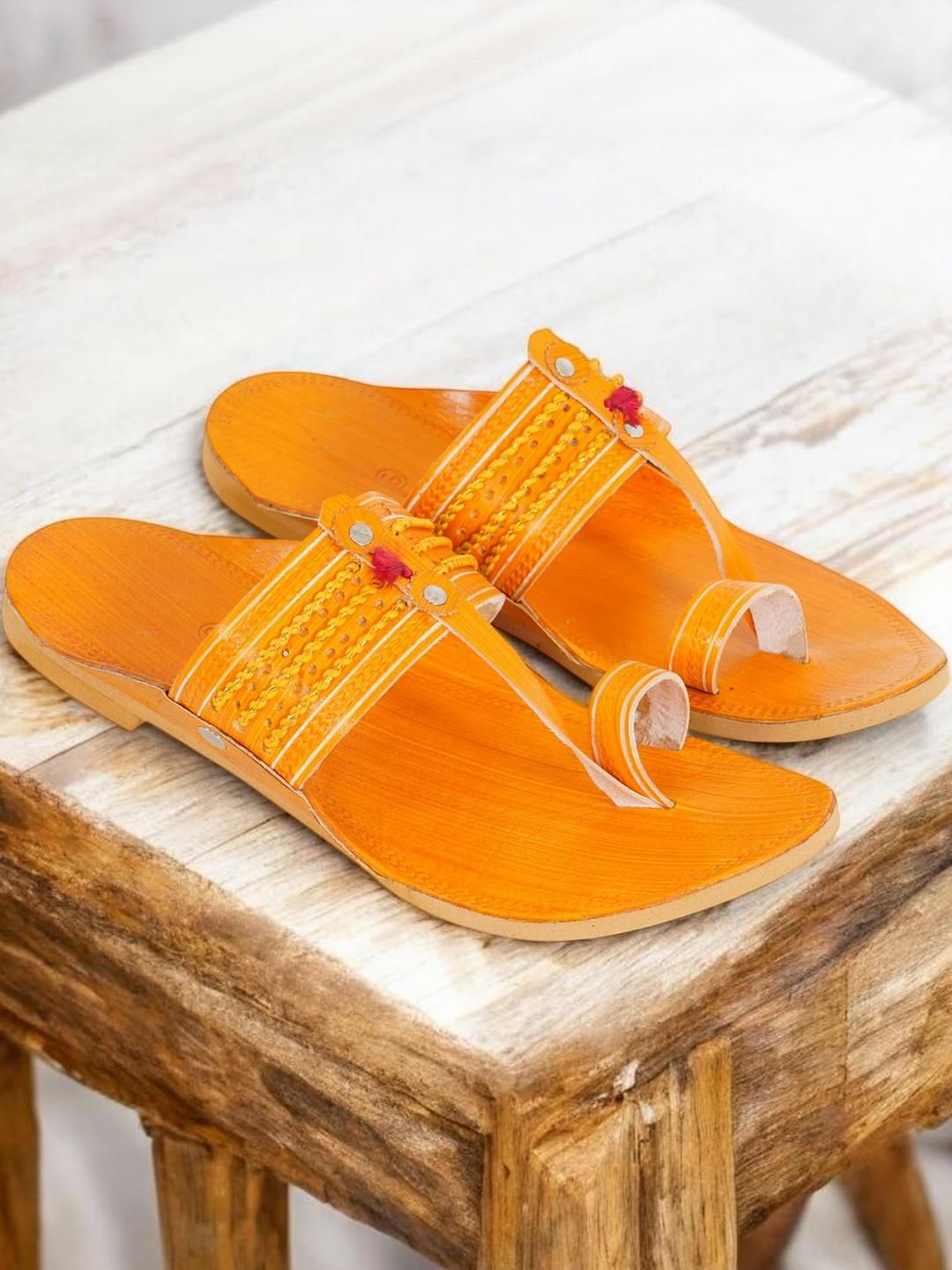 DFR Men Tan Synthetic Leather Comfort Sandals-picture-21