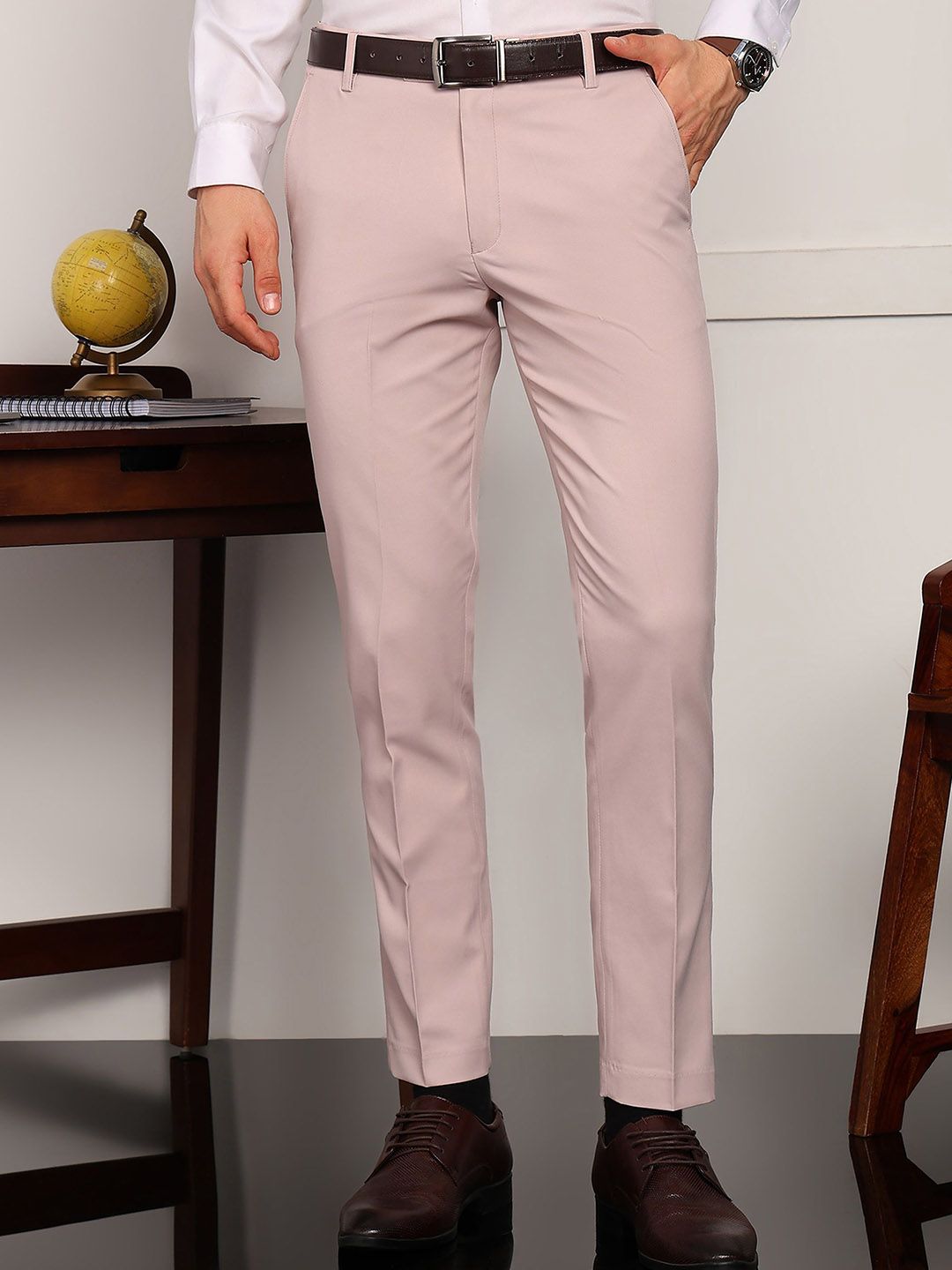 encore by INVICTUS Men Regular Fit High-Rise Flat-Front Formal Trousers-picture-30