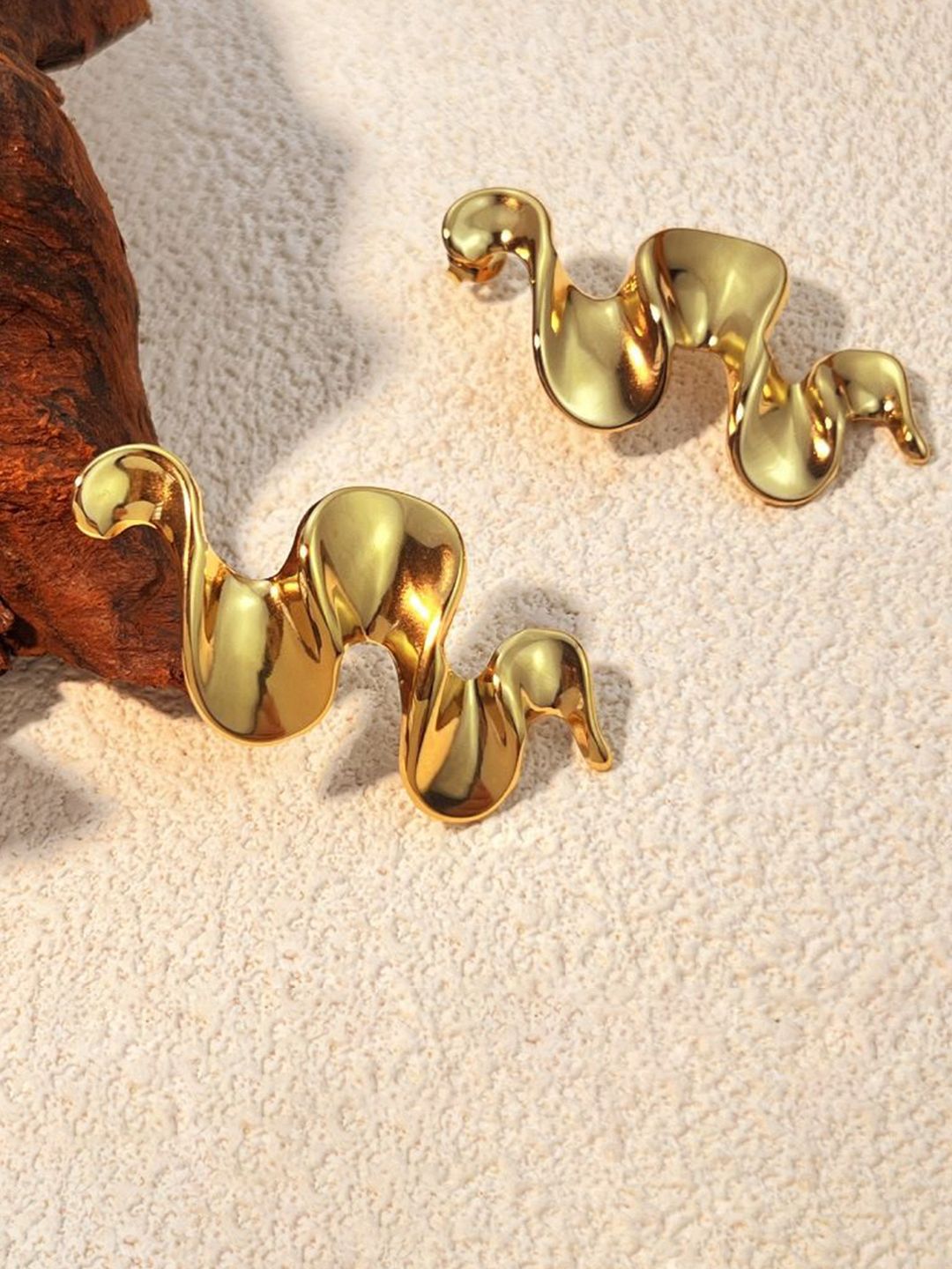 VIEN Stainless Steel Gold-Plated Contemporary Studs-picture-26