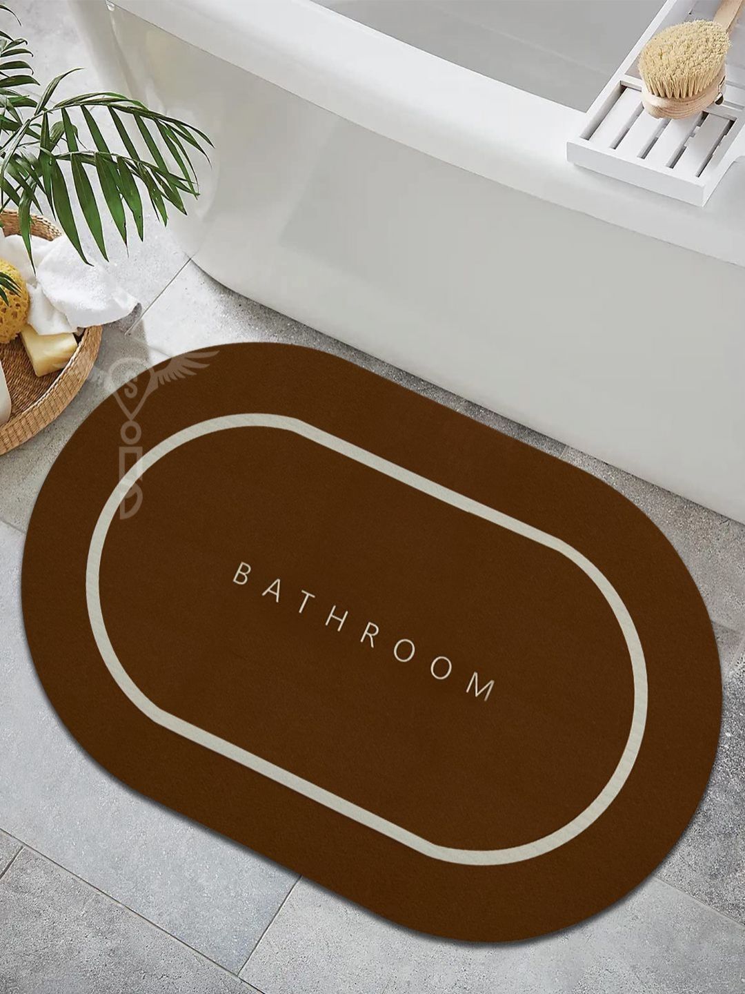 Sittella Brown & White Anti-Skid & Water Absorbent GSM 110 Bath Rug-picture-36