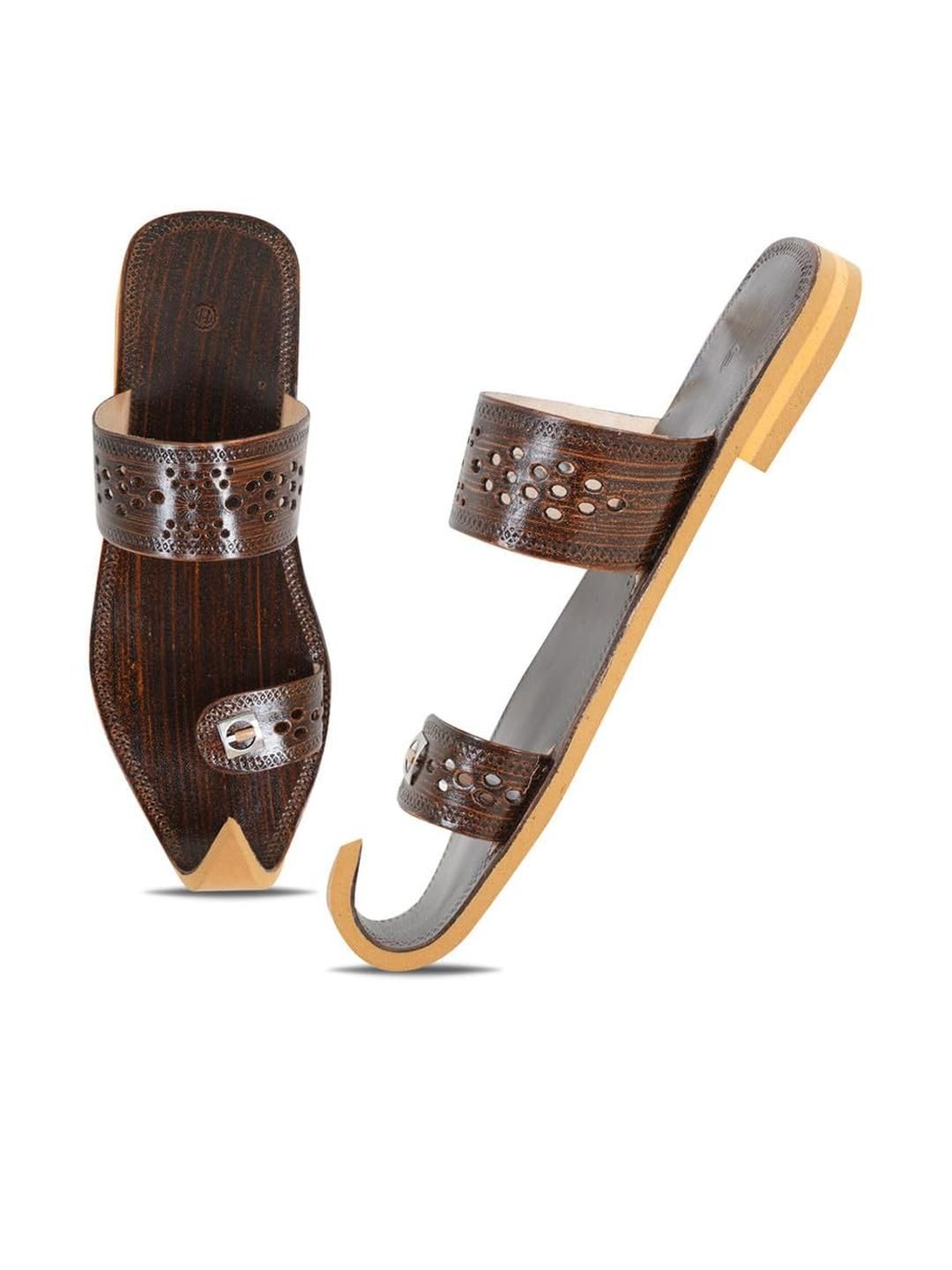 DFR Men Brown Synthetic Leather Comfort Sandals-image-30