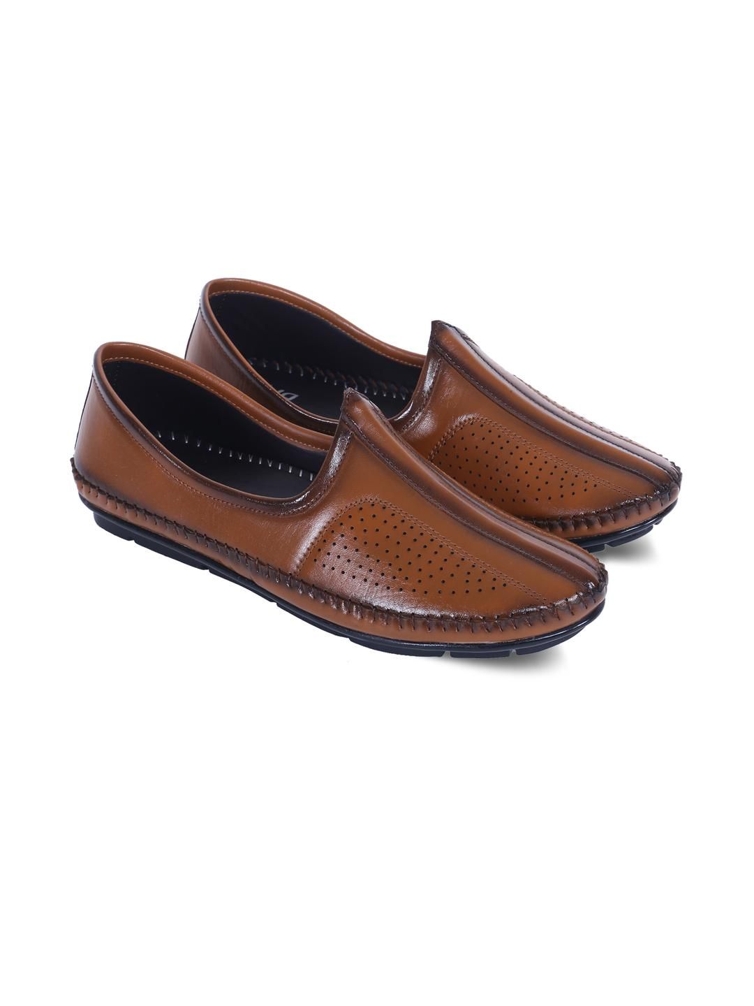 DFR Men Tan Synthetic Leather Loafers-picture-10