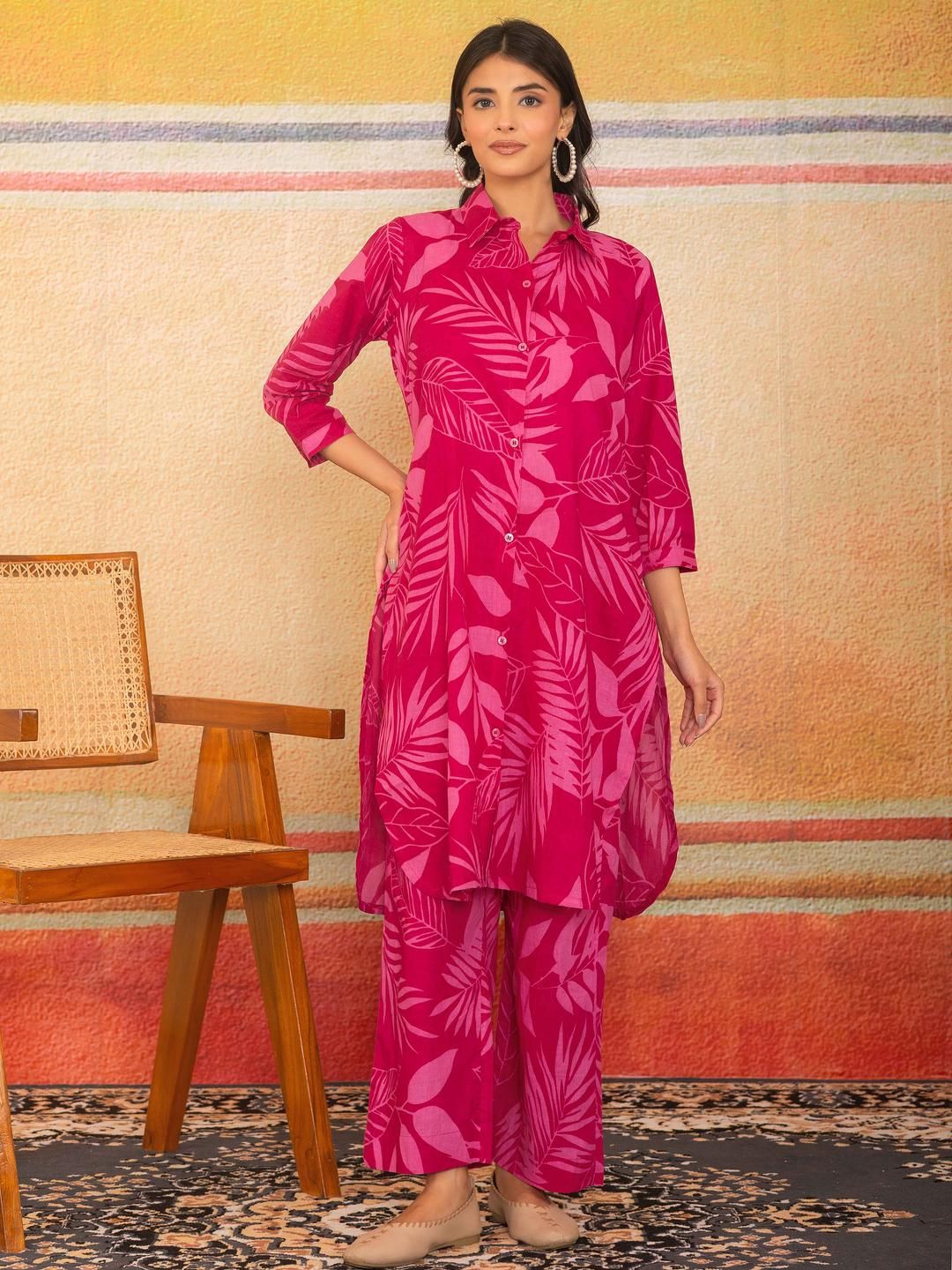 LABEL ADRIJA Women Pure Cotton Kurti & Trousers