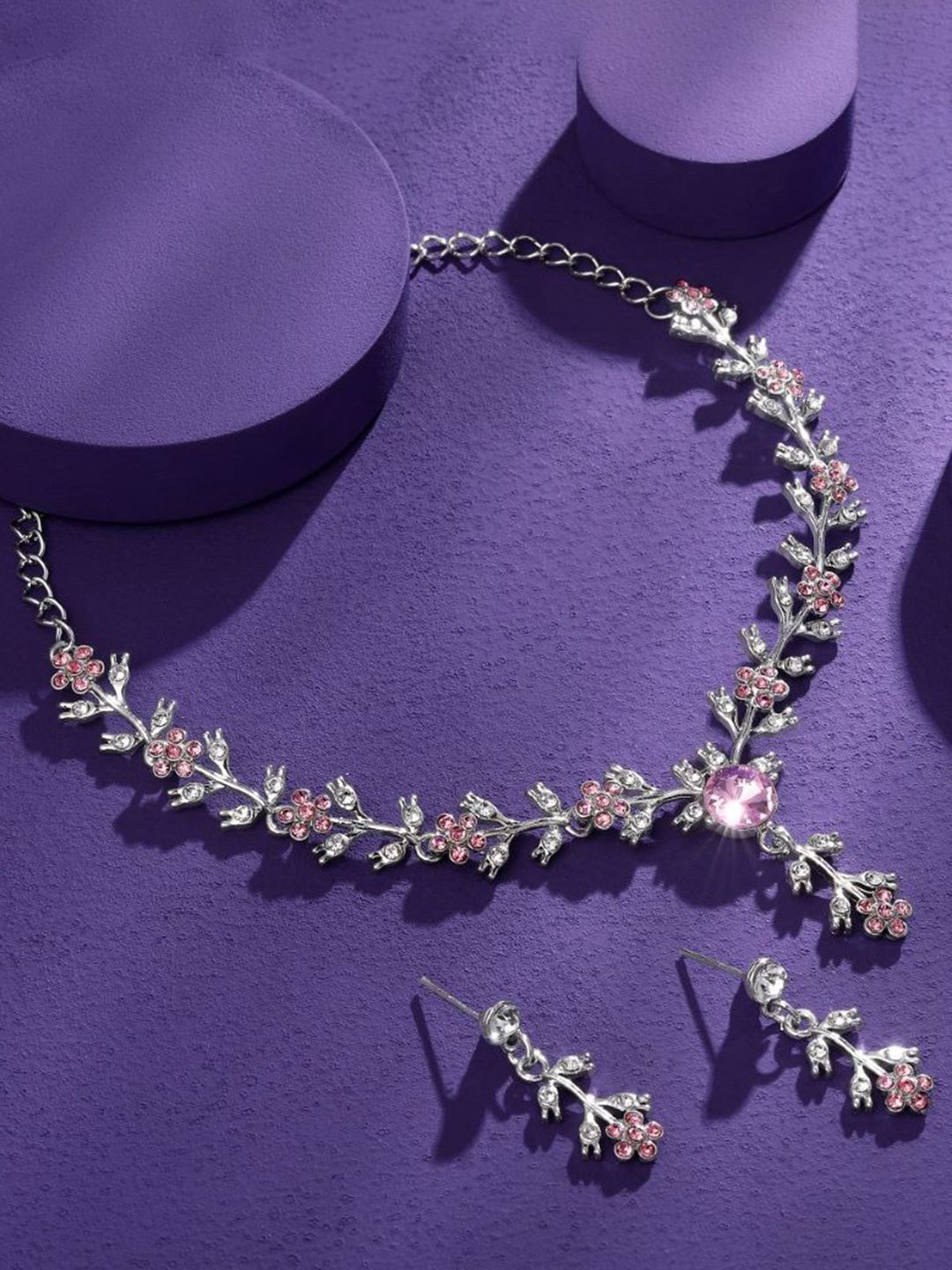 Atasi International Silver-Plated Crystals & American Diamond-Studded Jewellery Set-picture-21