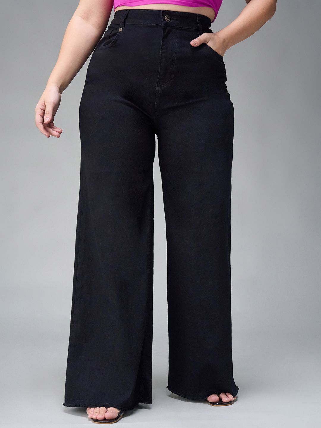 Miss Chase A+ Women Wide Leg High-Rise Stretchable Denim Jeans-picture-11
