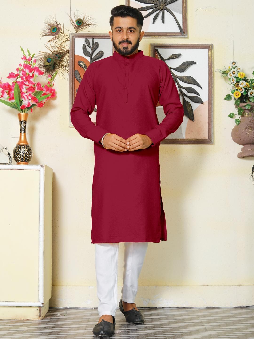 Archittam Men Maroon Cotton Wool Kurtas-picture-36
