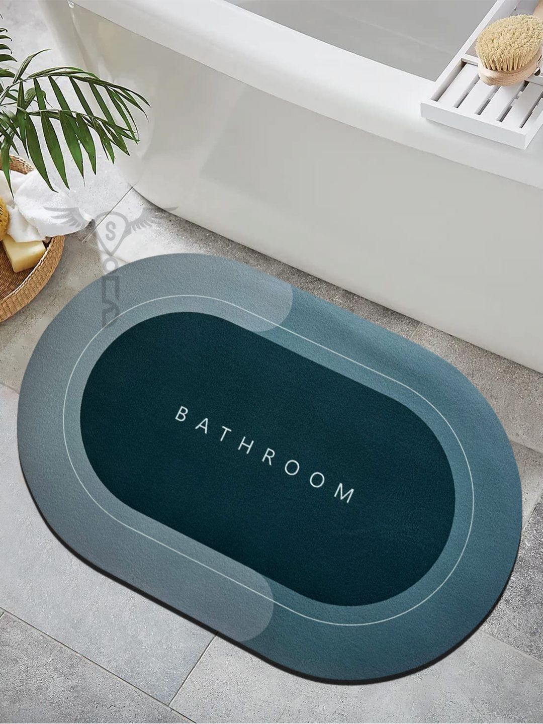 Sittella Green & Grey Colourblocked Anti-Skid & Water Absorbent Rubber Bath Rugs-image-35