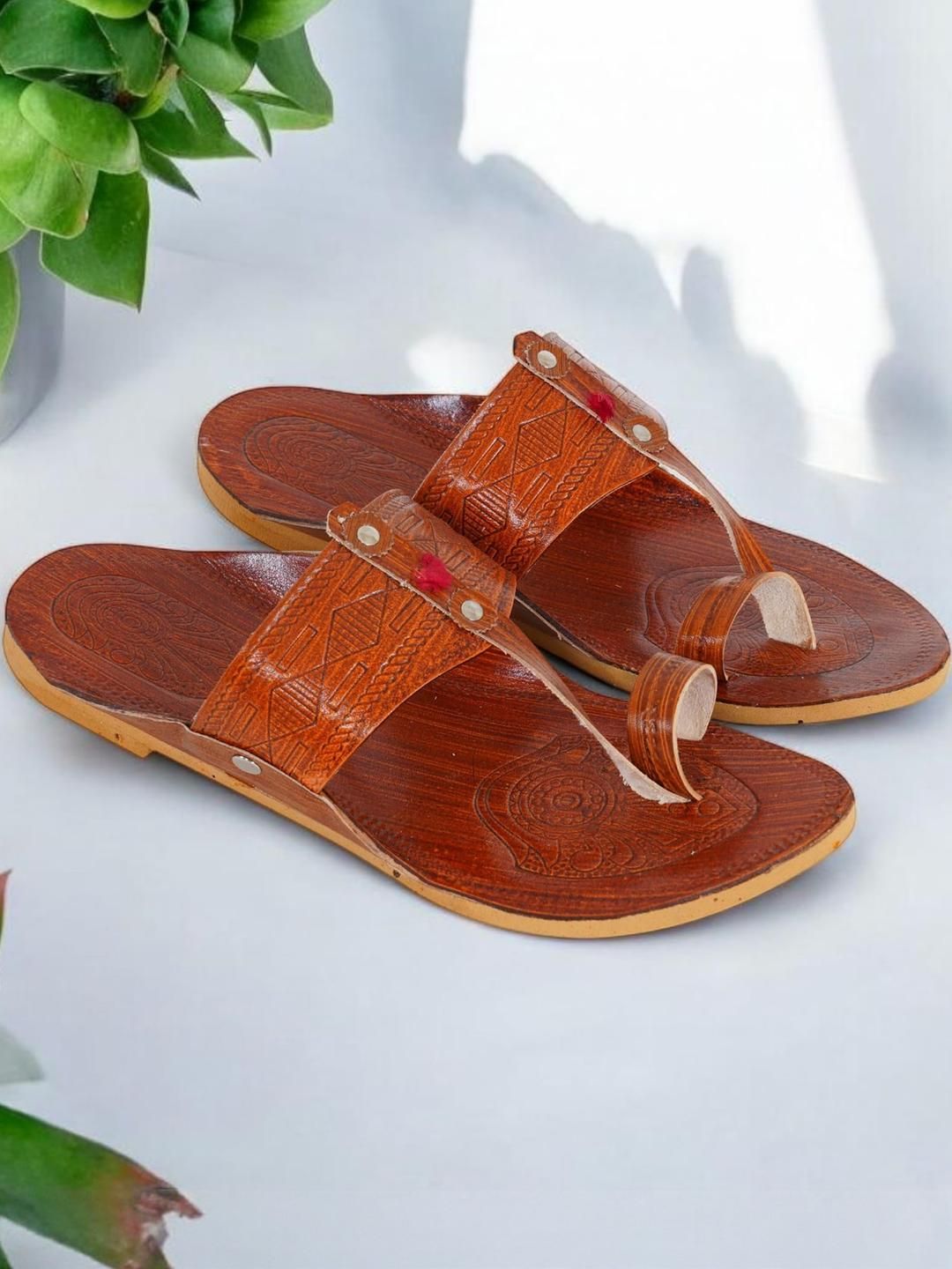 DFR Men Brown Synthetic Leather Comfort Sandals-image-3