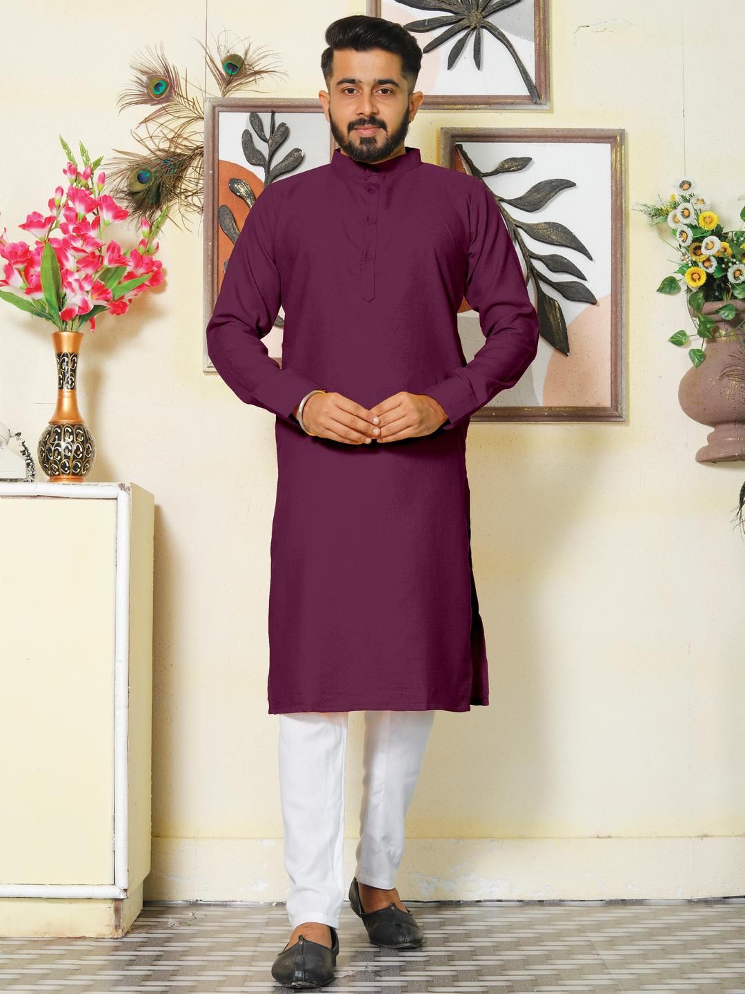 Archittam Men Purple Cotton Wool Kurtas-picture-25