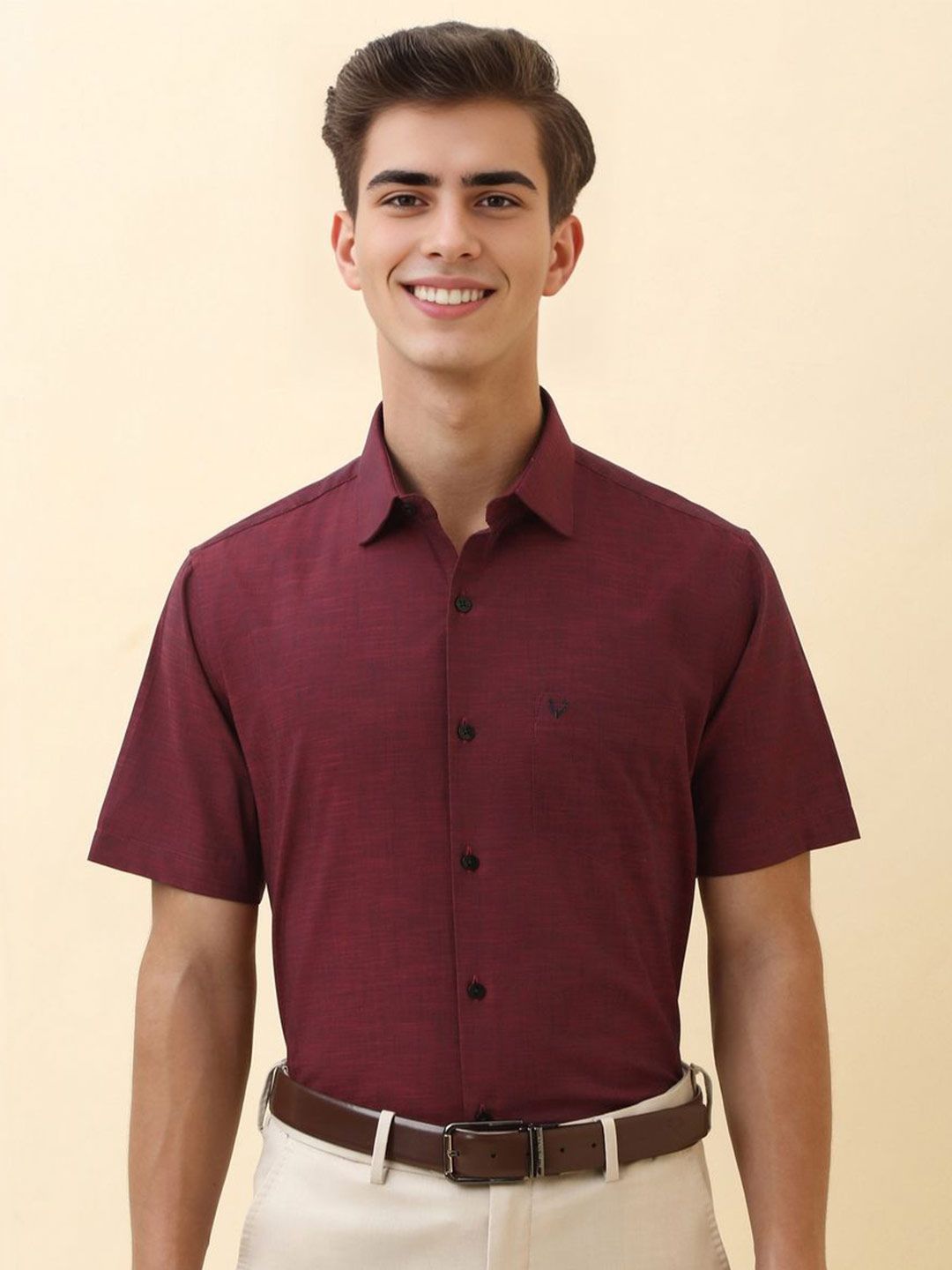 Allen Solly Men Solid Spread Collar Pure Cotton Formal Shirt-picture-15