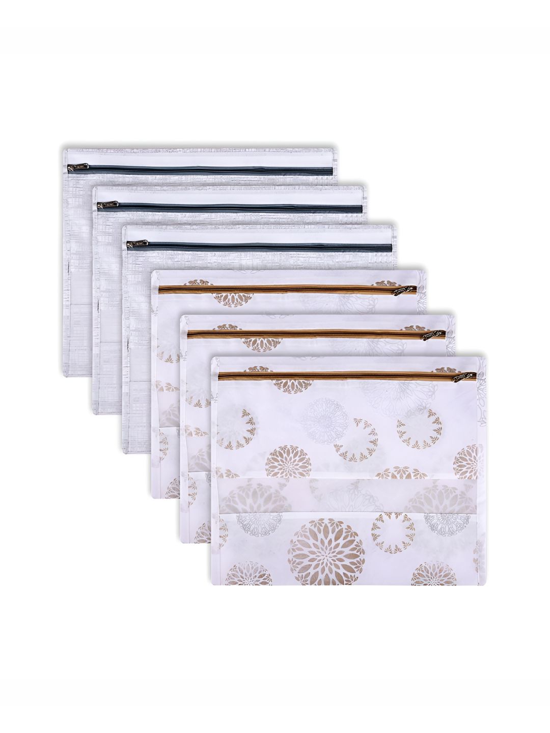 Aura Grey & White 6 Pieces Printed Single Saree Bags Organisers-picture-17