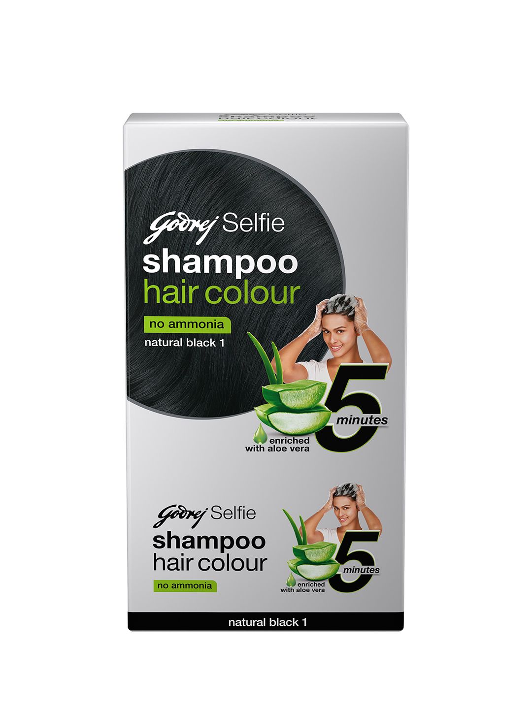 Godrej Selfie Set of 4 No Ammonia Shampoo Hair Colour with Aloe Vera - Natural Black 1-image-21