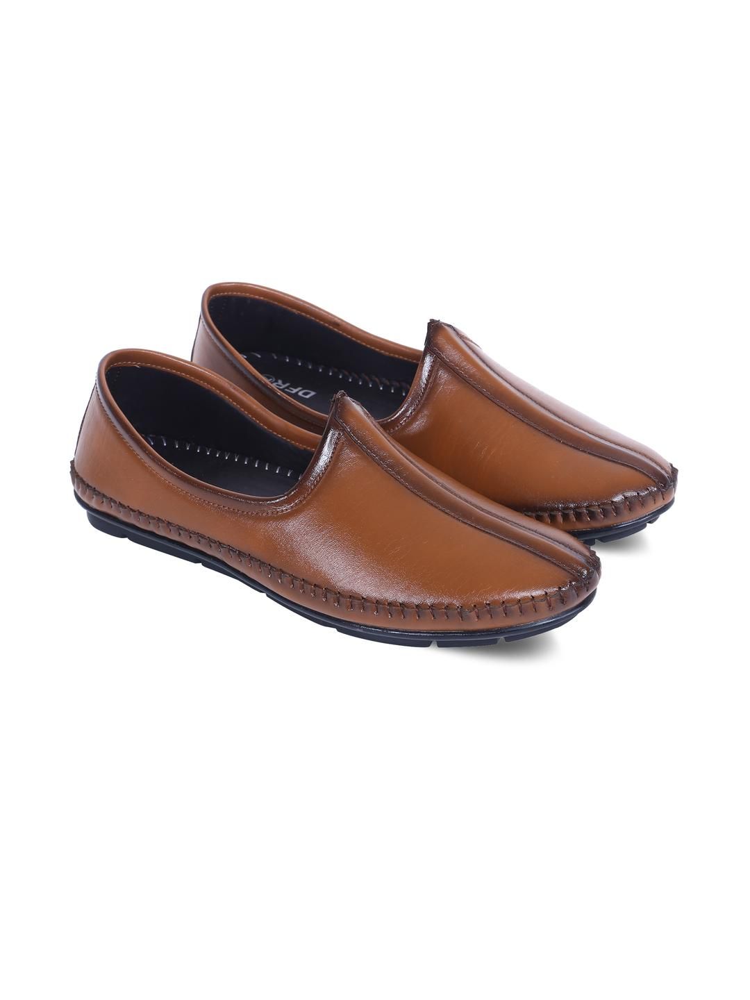 DFR Men Tan Synthetic Leather Loafers-picture-13