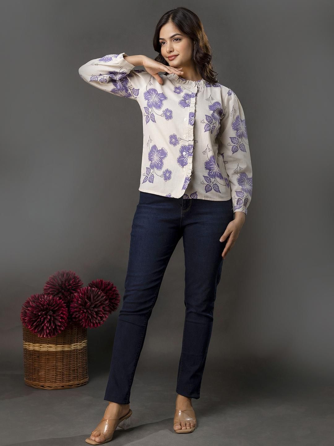 SZN Women Off White Cotton Printed Tops-picture-34