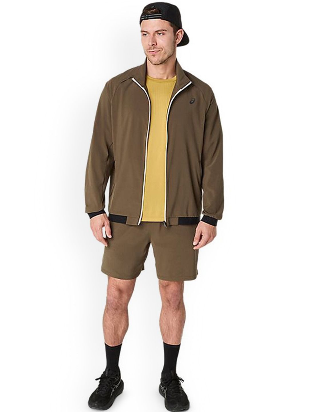ASICS Men Mock Collar Solid Lightweight Sporty Jacket-picture-17