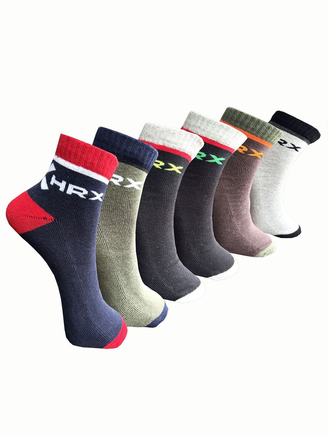 HRX by Hrithik Roshan Pack Of 6 Assorted Anti-Odour Ankle Length Socks-image-28