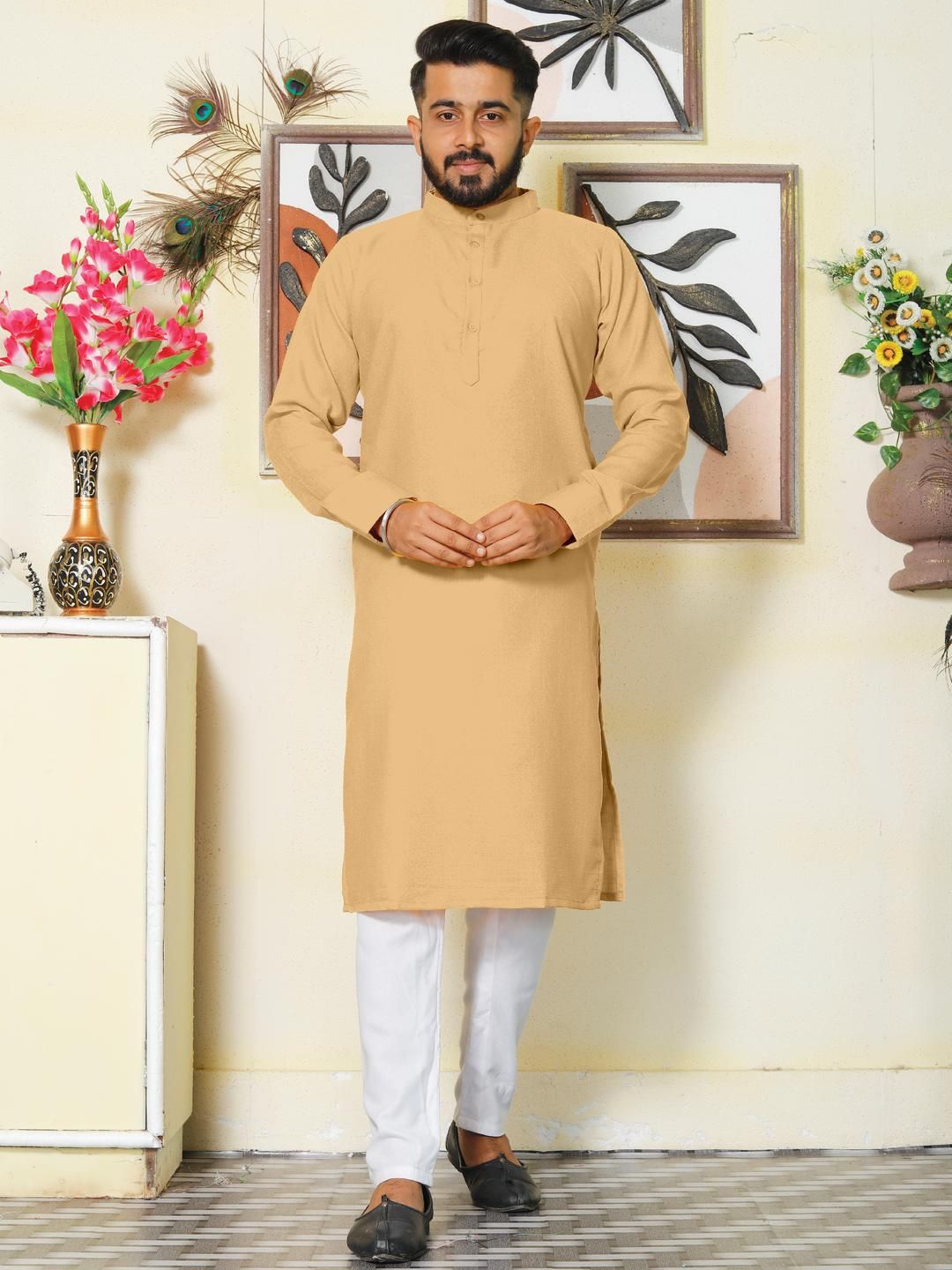 Archittam Men Beige Cotton Wool Kurtas-picture-49