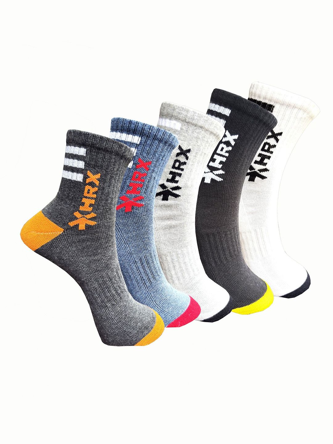 HRX by Hrithik Roshan Pack Of 5 Assorted Anti Odour Ankle Length Socks-picture-54