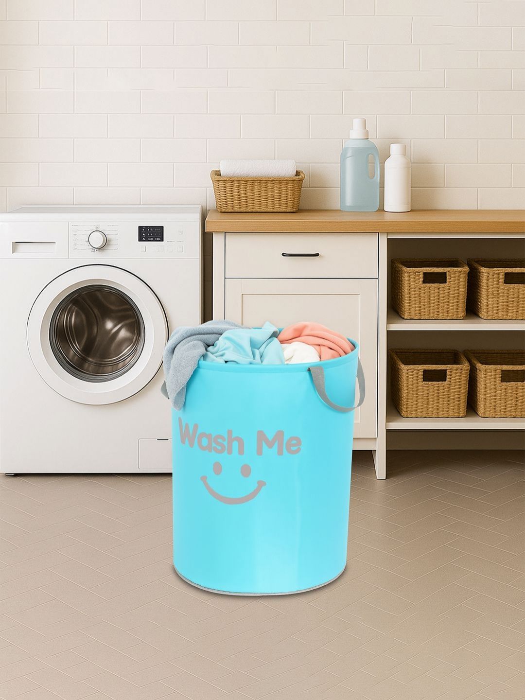 Aura Blue & Grey Printed Foldable Laundry Bag 45 L-picture-24